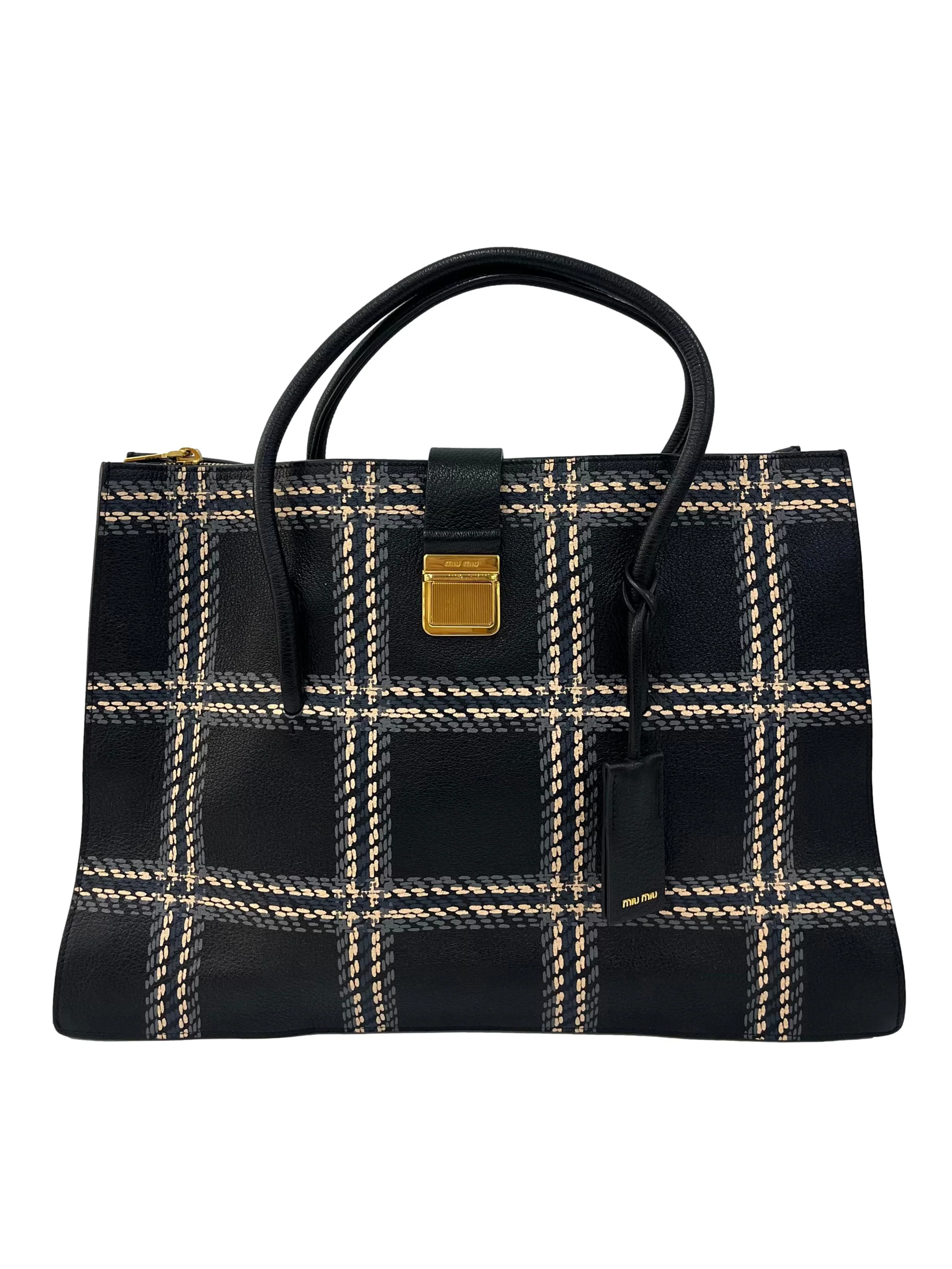 Black With Tweed Print Tote Bag CSN