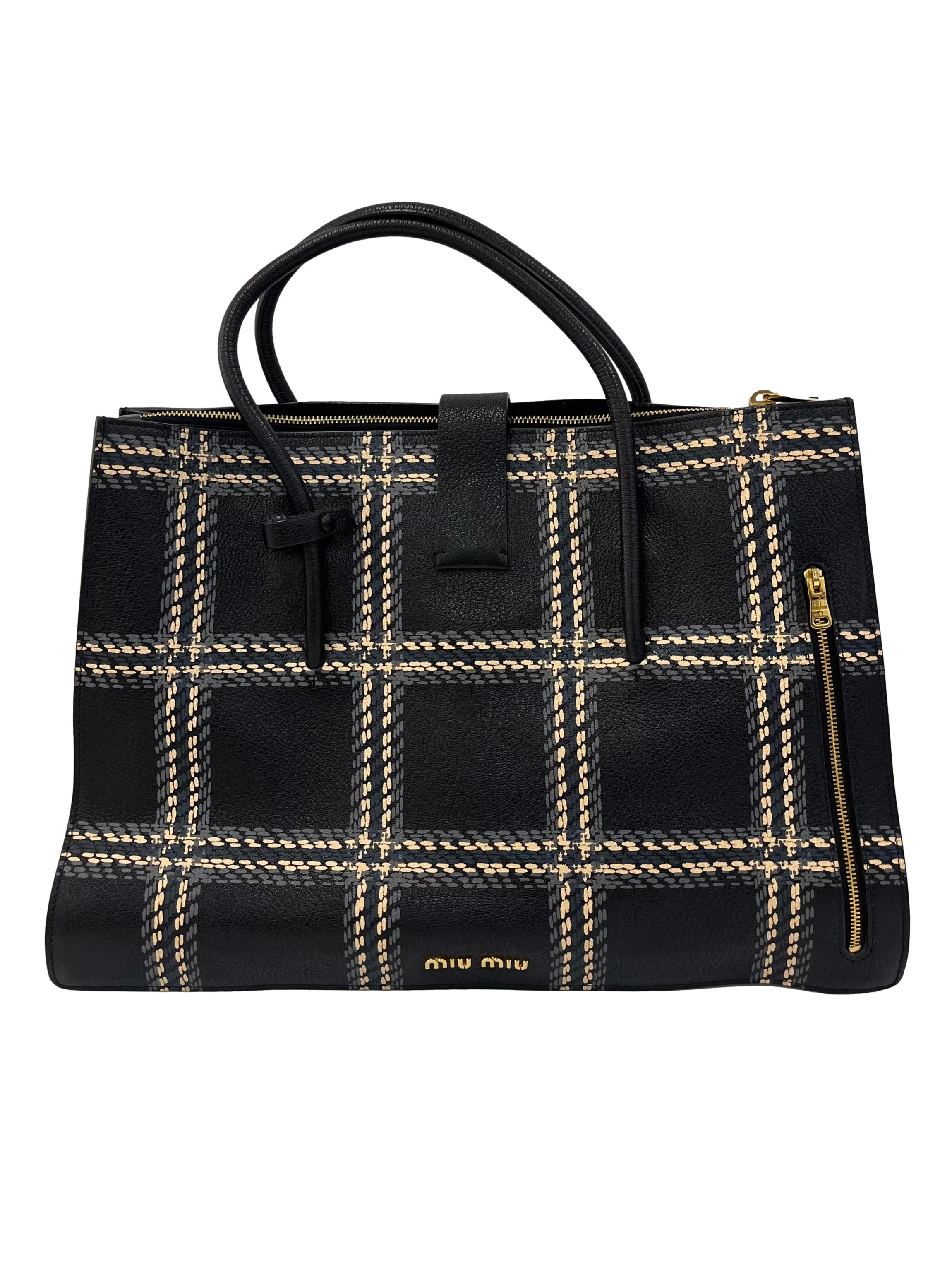 Black With Tweed Print Tote Bag CSN - Image 2