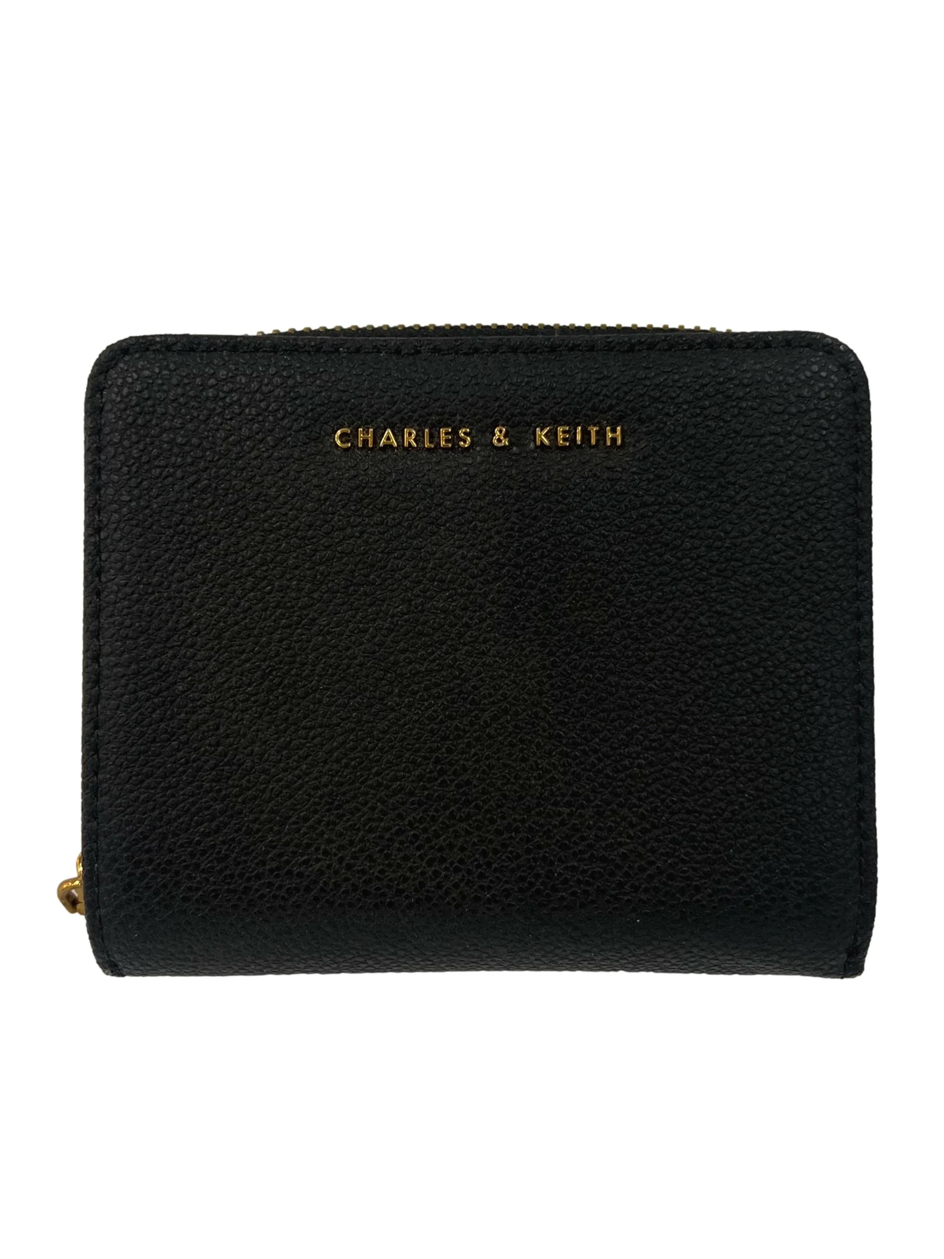 Black With Wine Interior Snap Button Short Wallet