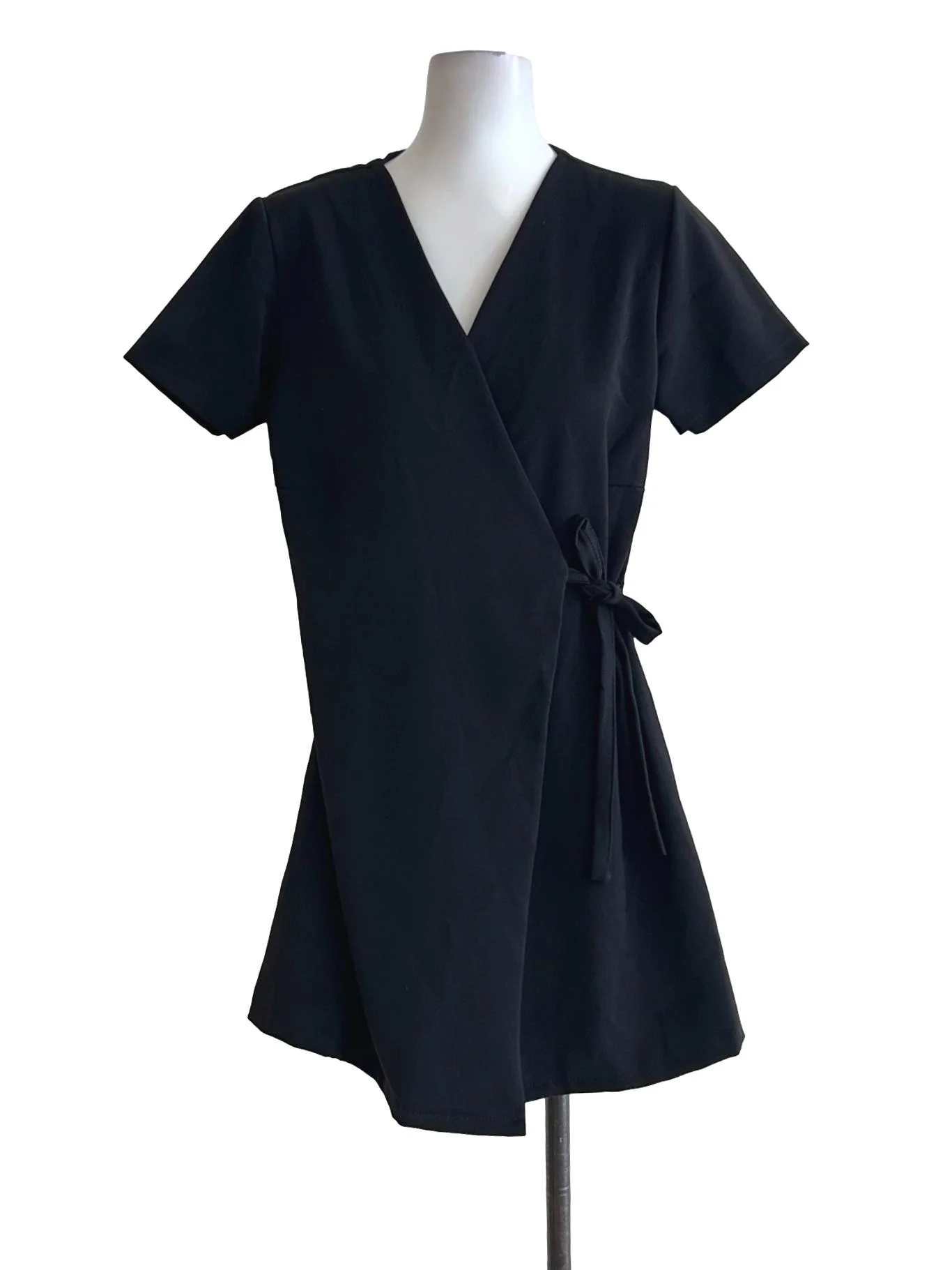 Black Wrap Long Blouse