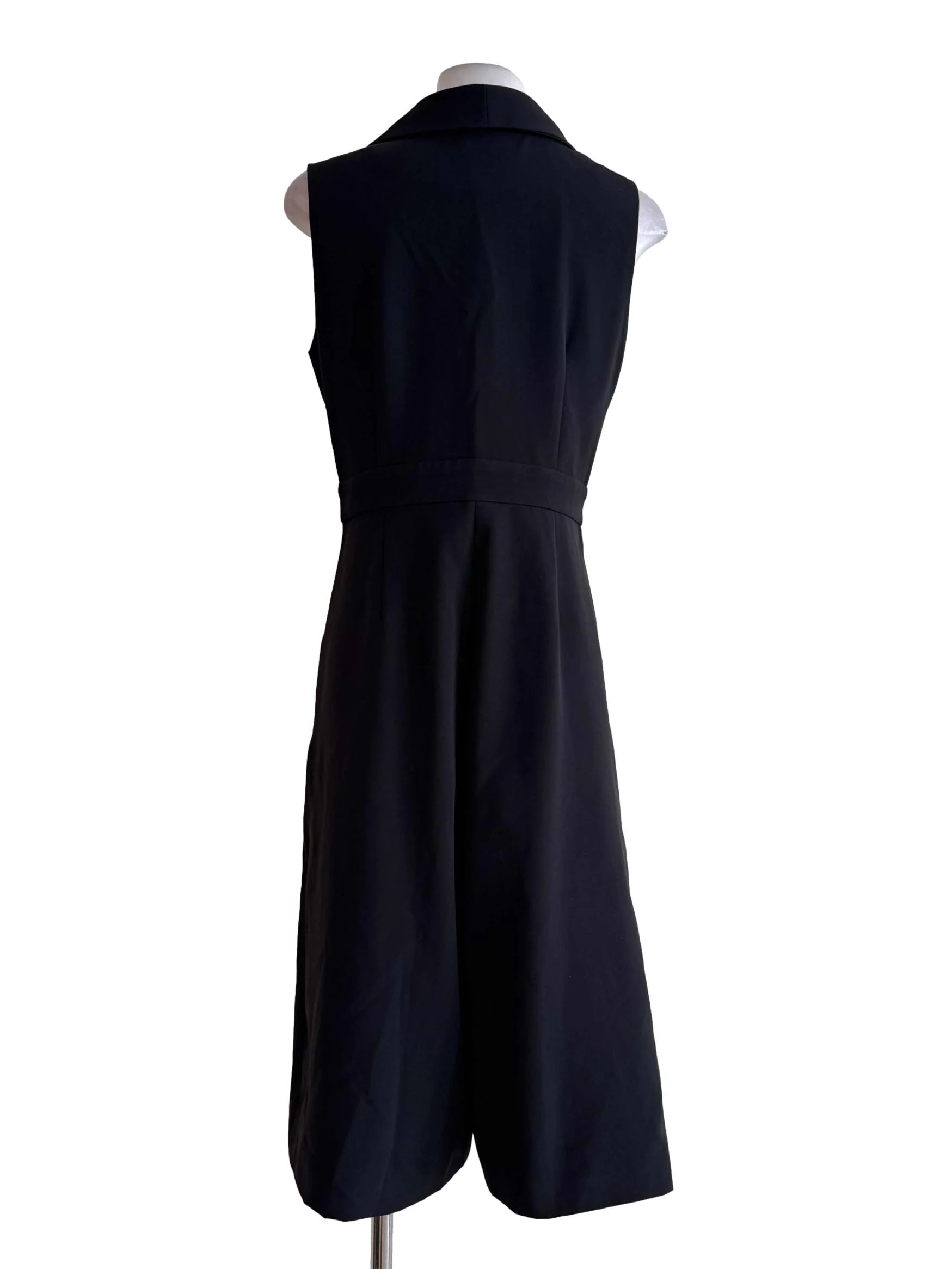 Black Wrap-Neck Sleeveless Jumpsuit - Image 2