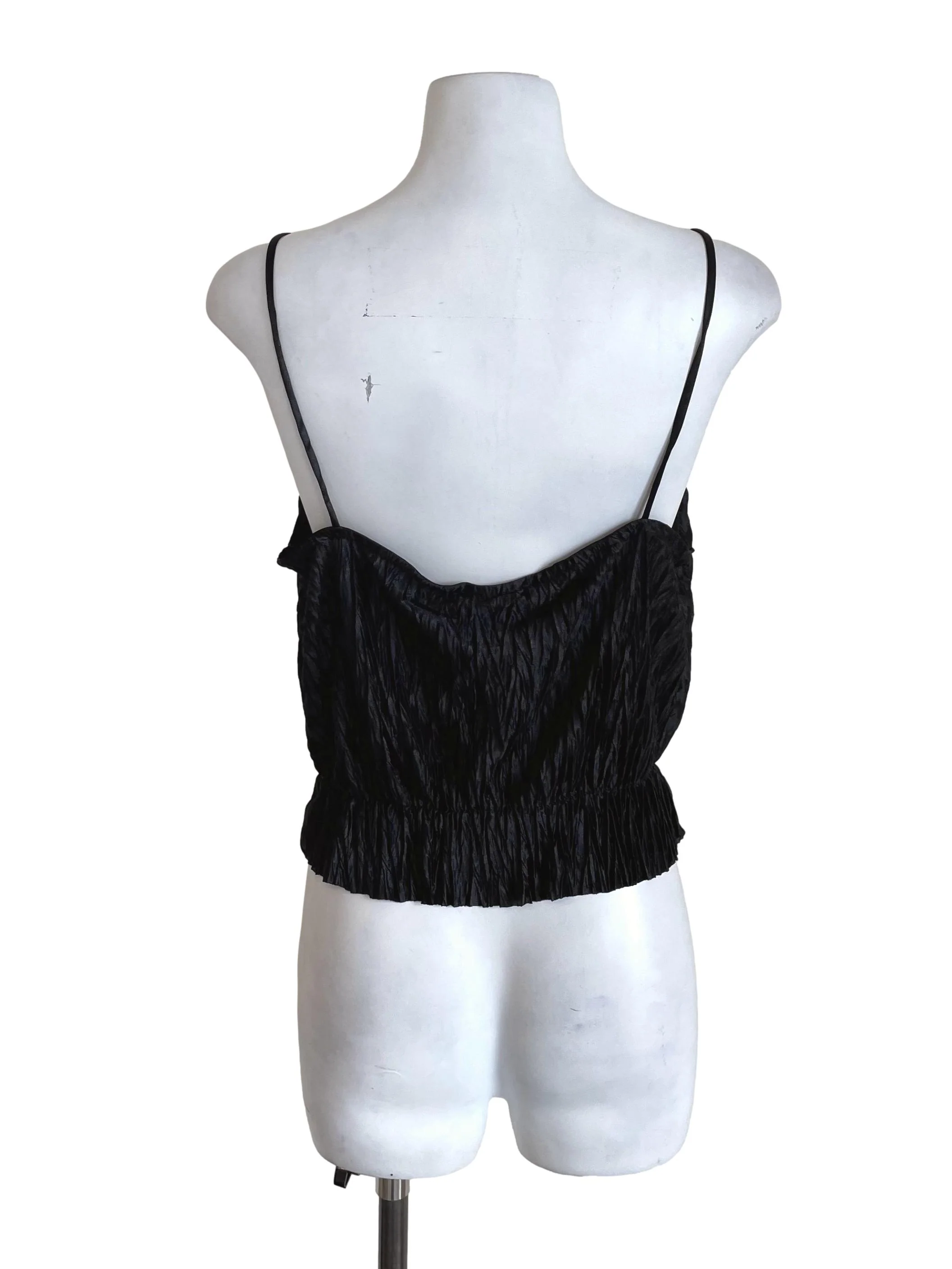 Black Wrinkly Crop Camisole - Image 2