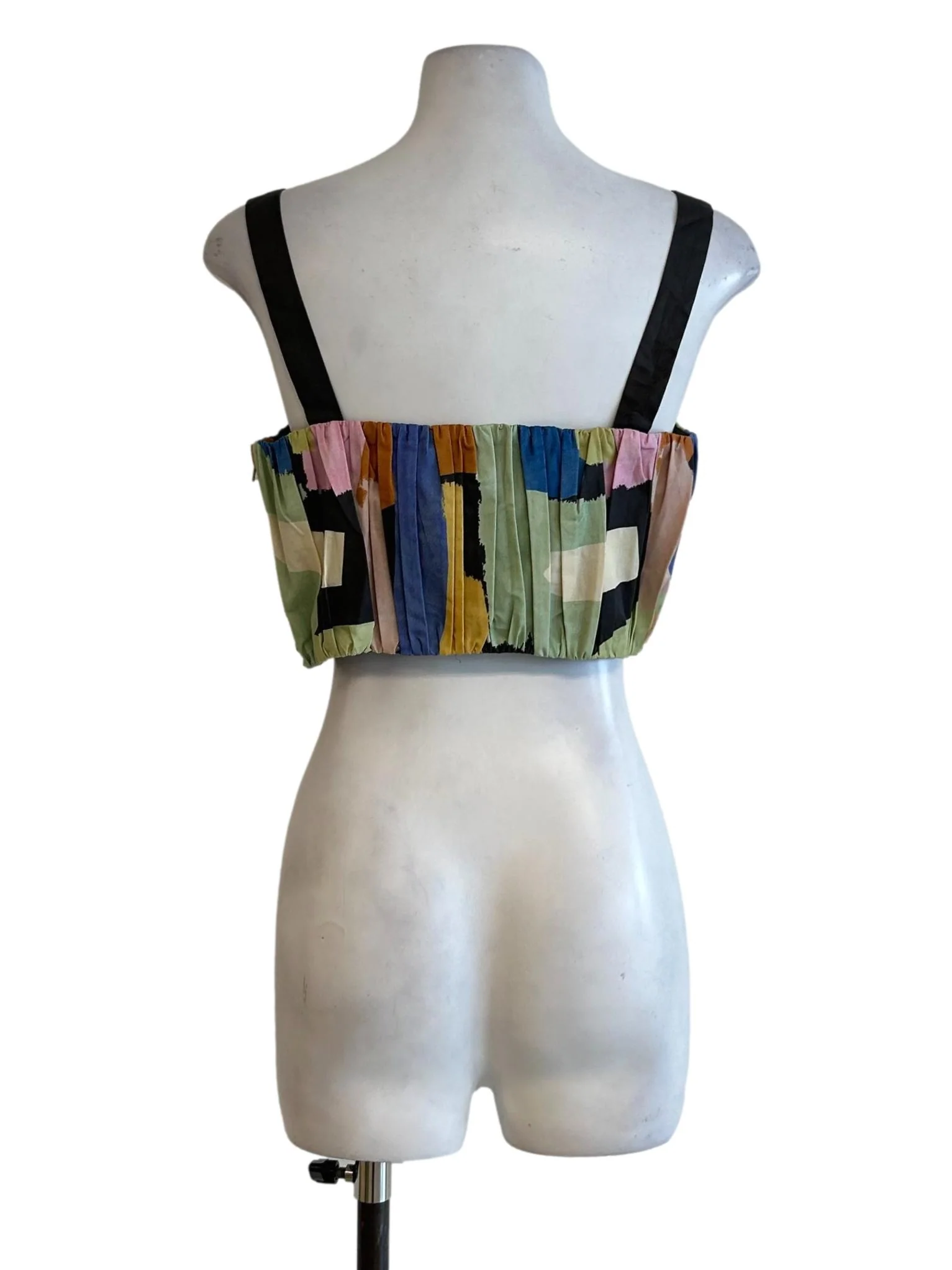 Block Color Patterned Pleated Top OSN - Image 2