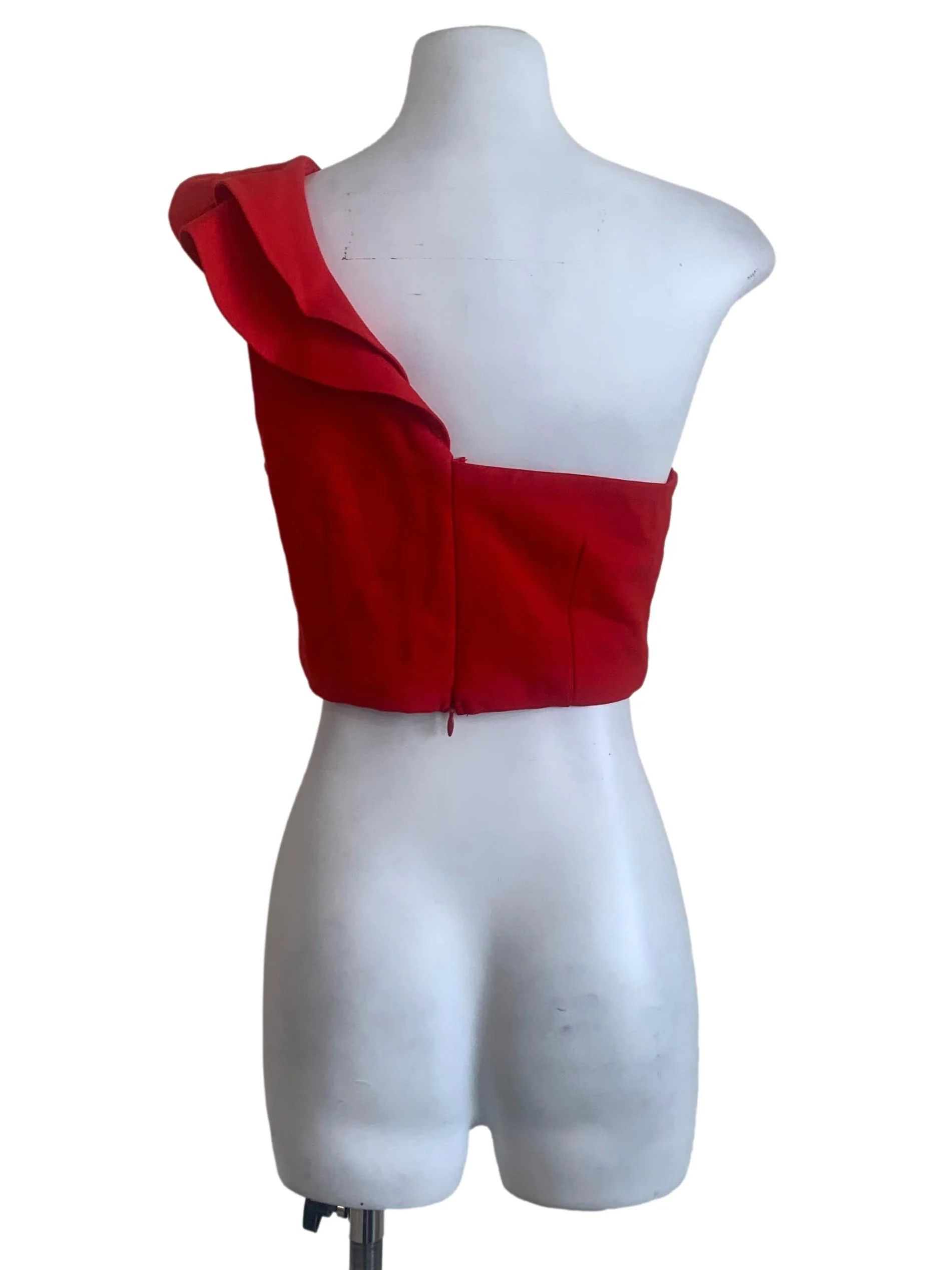 Blood Red Asymmetric Neck Top - Image 2