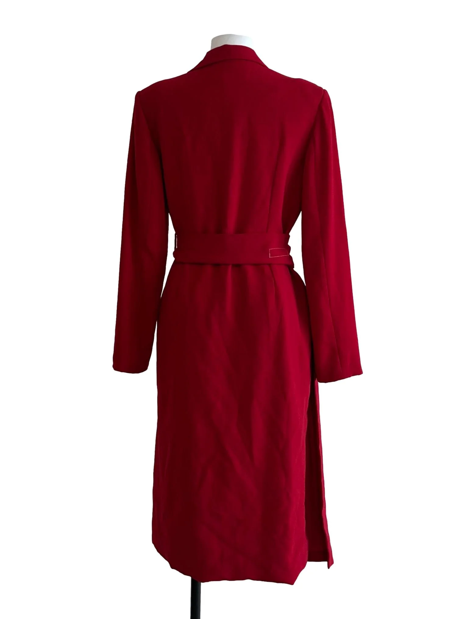 Blood Red Belted Trench Coat - Image 2