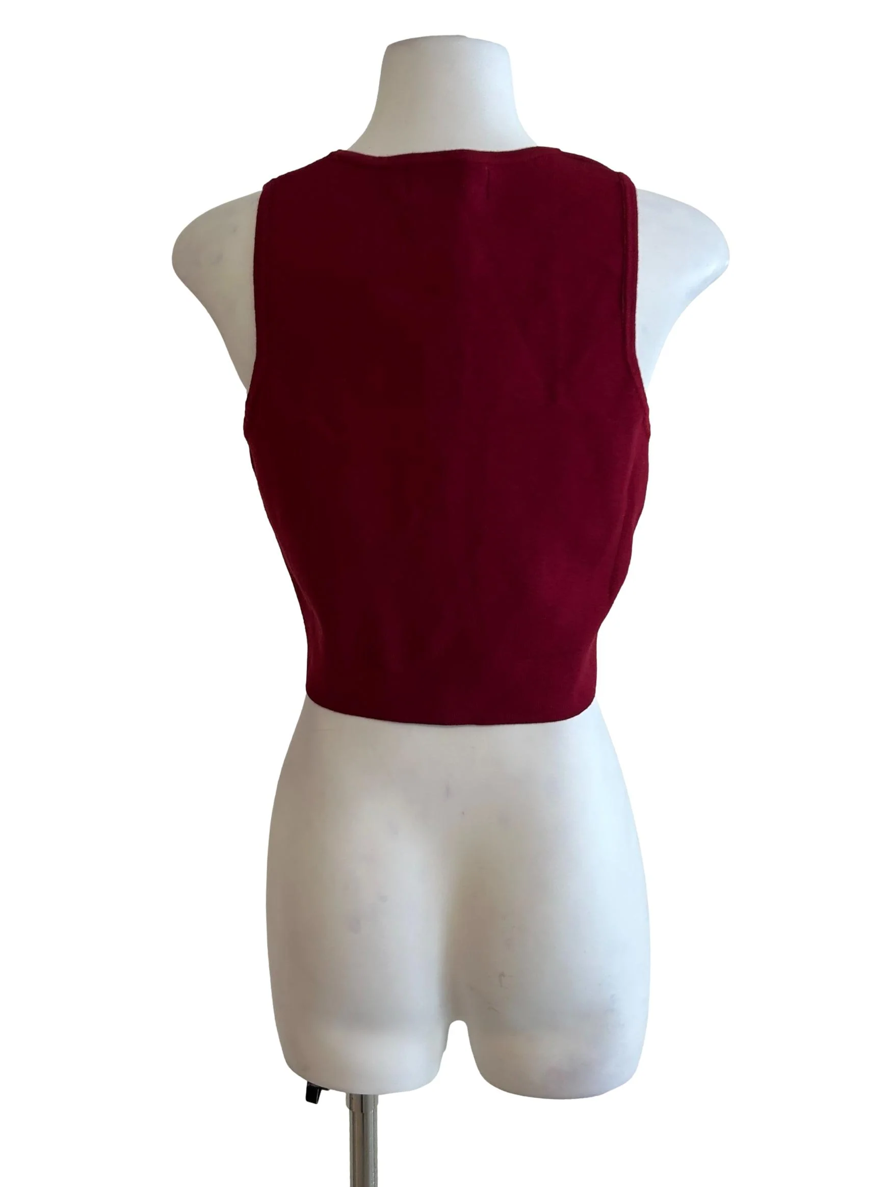 Blood Red Ribbed Sleeveles Top - Image 2