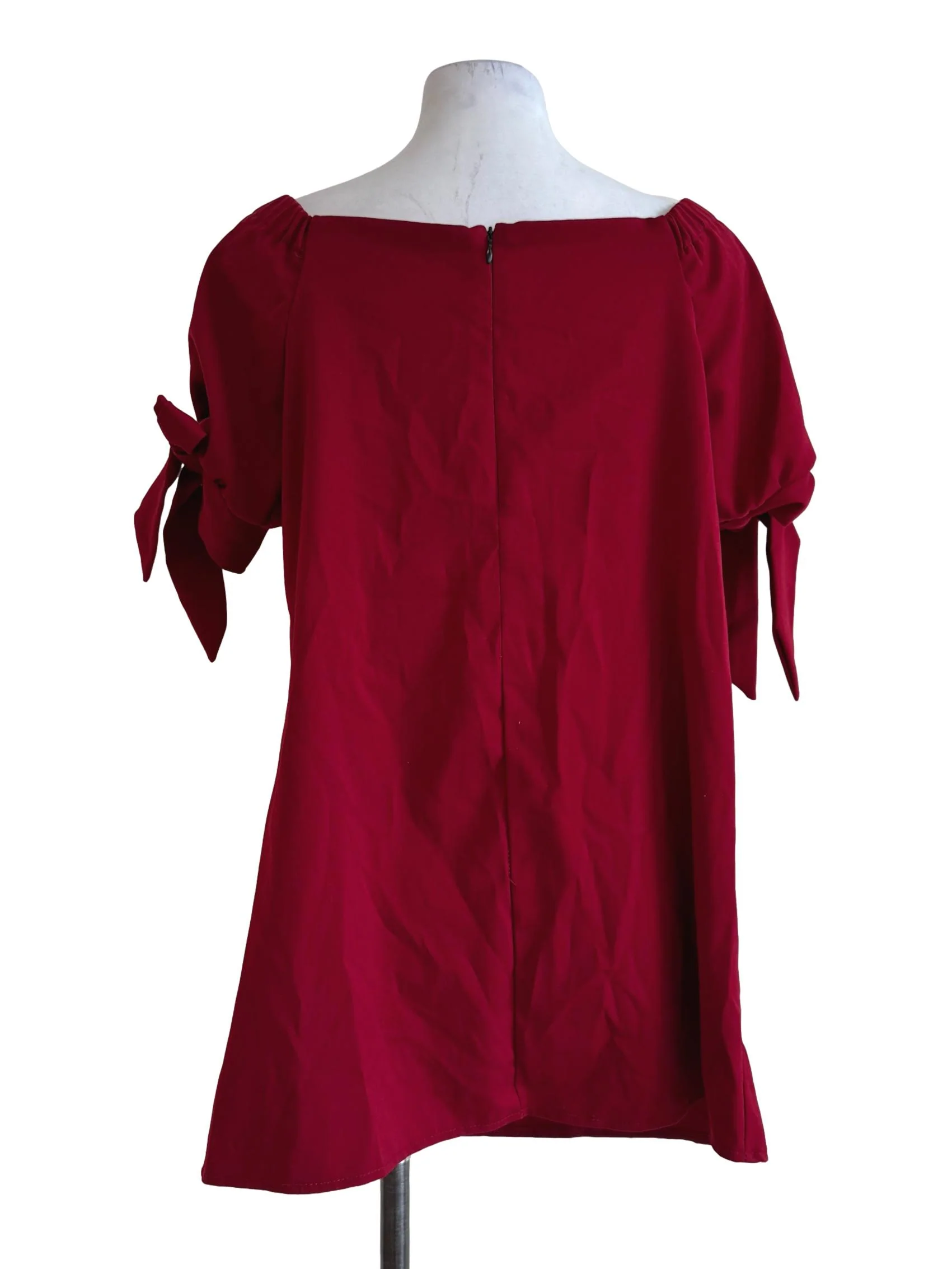 Blood Red Scoop Neck Dress - Image 2