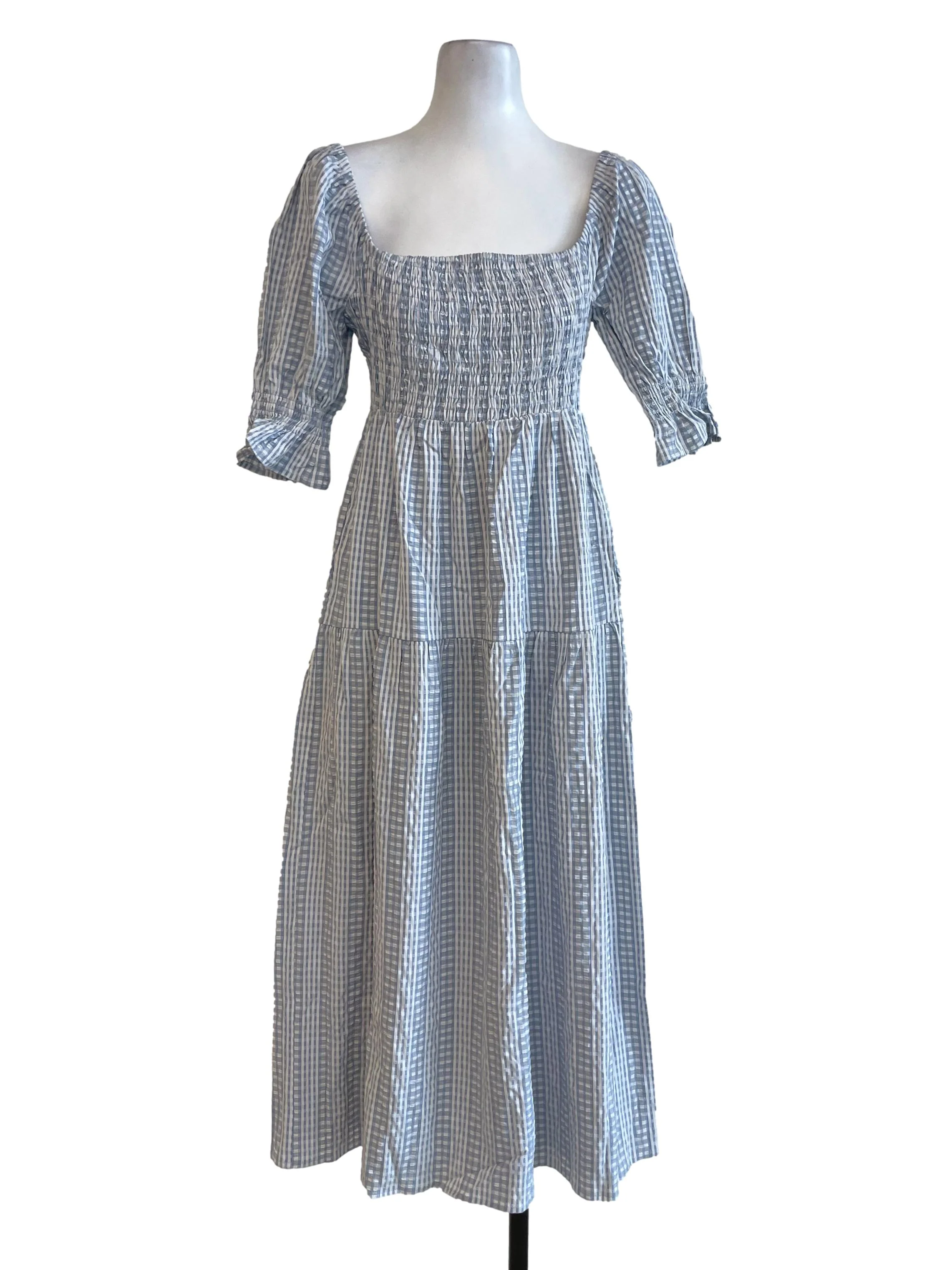 Blue And White Checked Dress