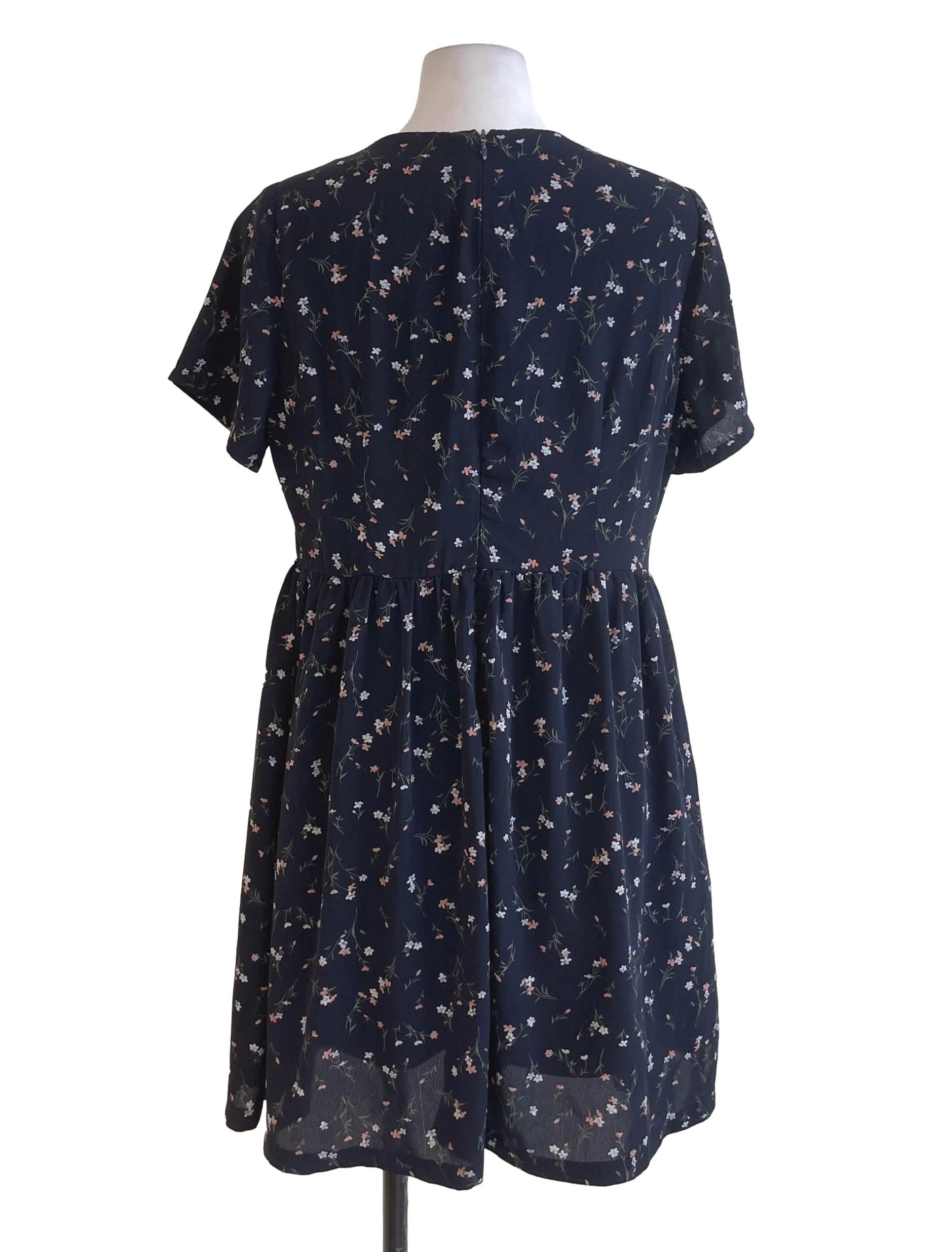 Blue Black Floral Button Dress - Image 2
