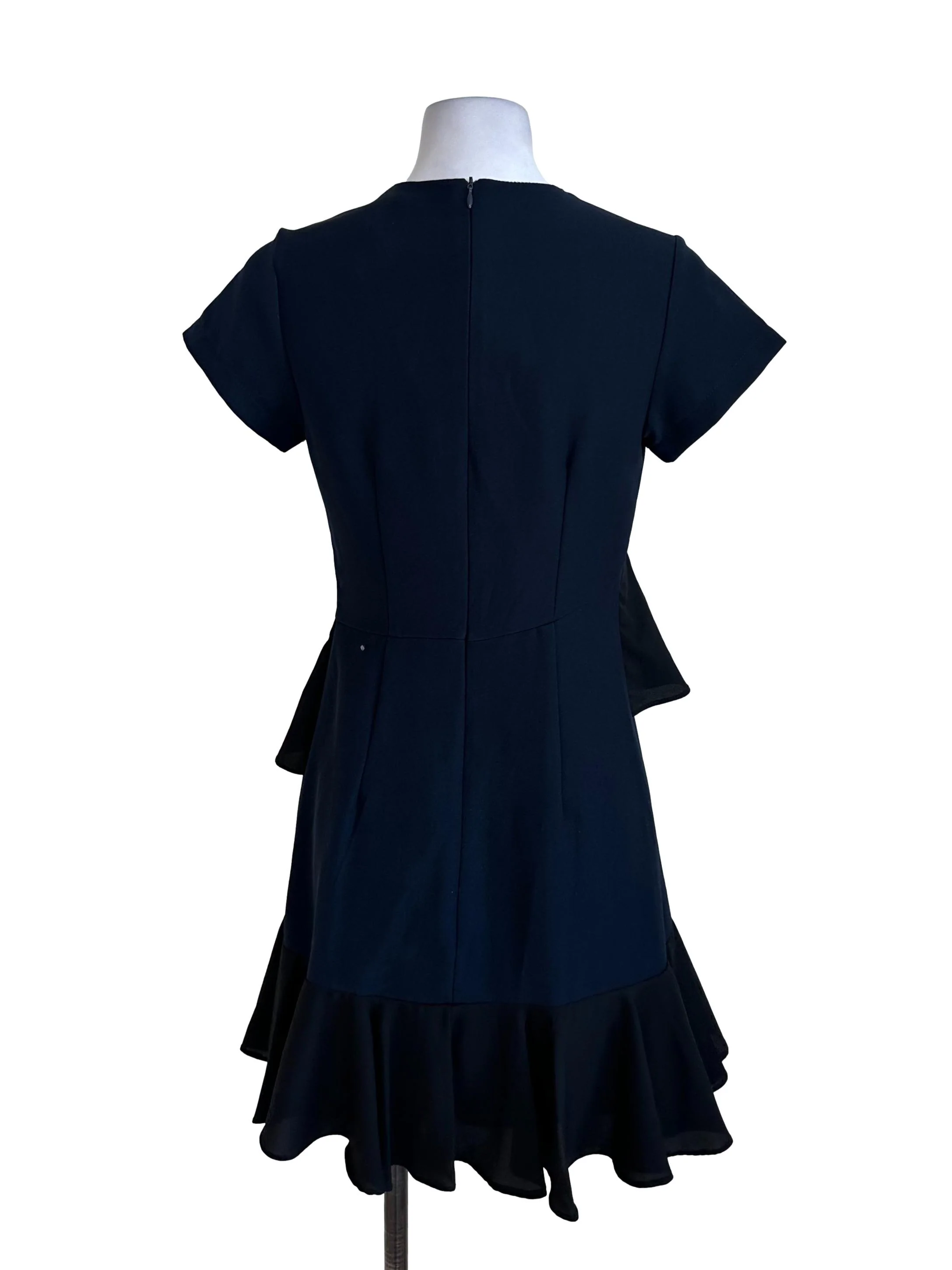Blue Black Ruffle Short Sleeve Dress - Image 2