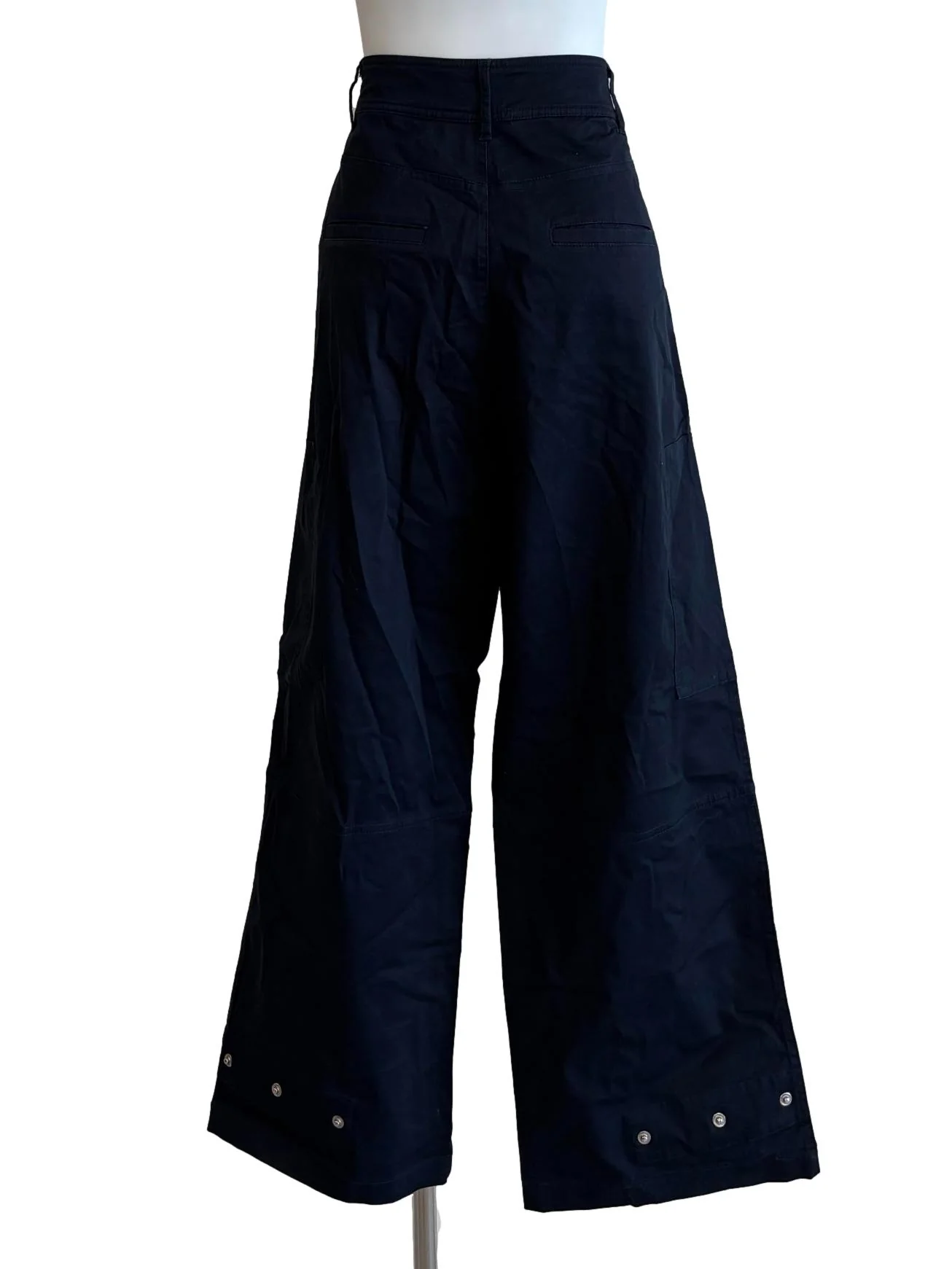 Blue Black Wide Leg Cotton Pants - Image 2