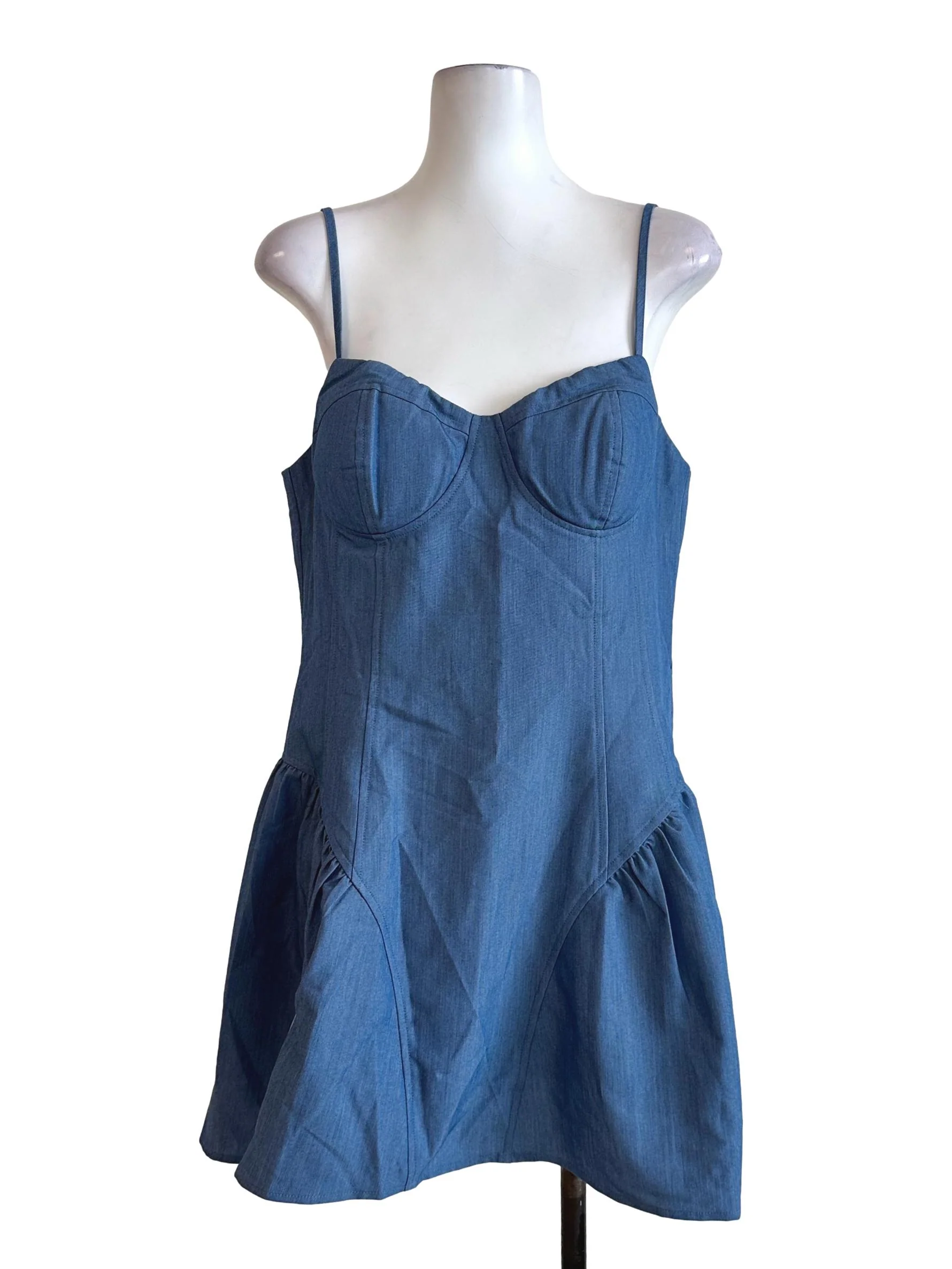 Blue Denim Padded Mini Dress