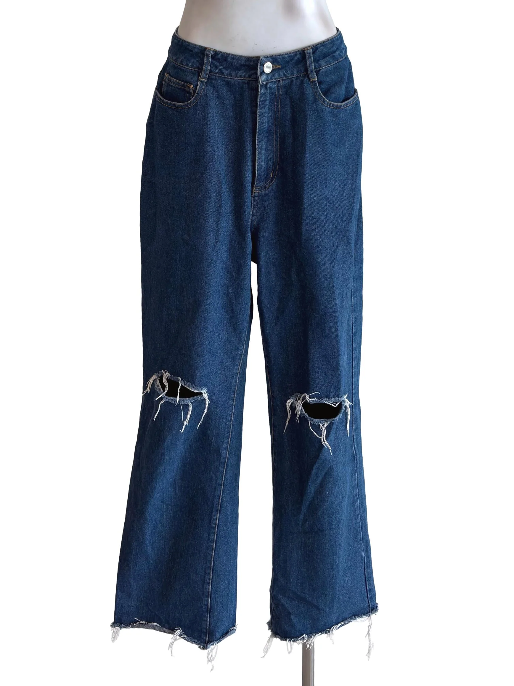 Blue Denim Ripped Straight Jean TCL