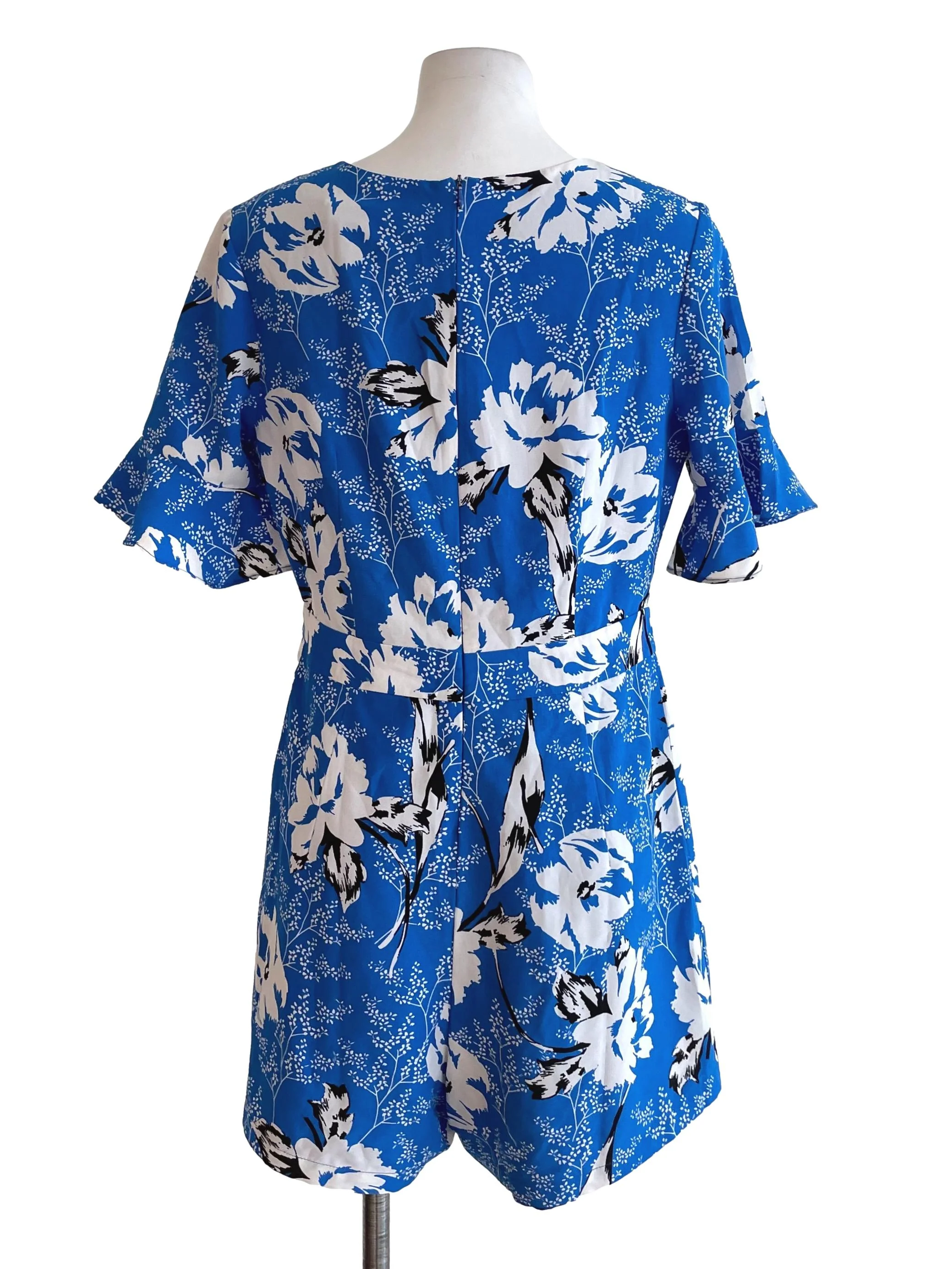 Blue Floral Chiffon Romper - Image 2