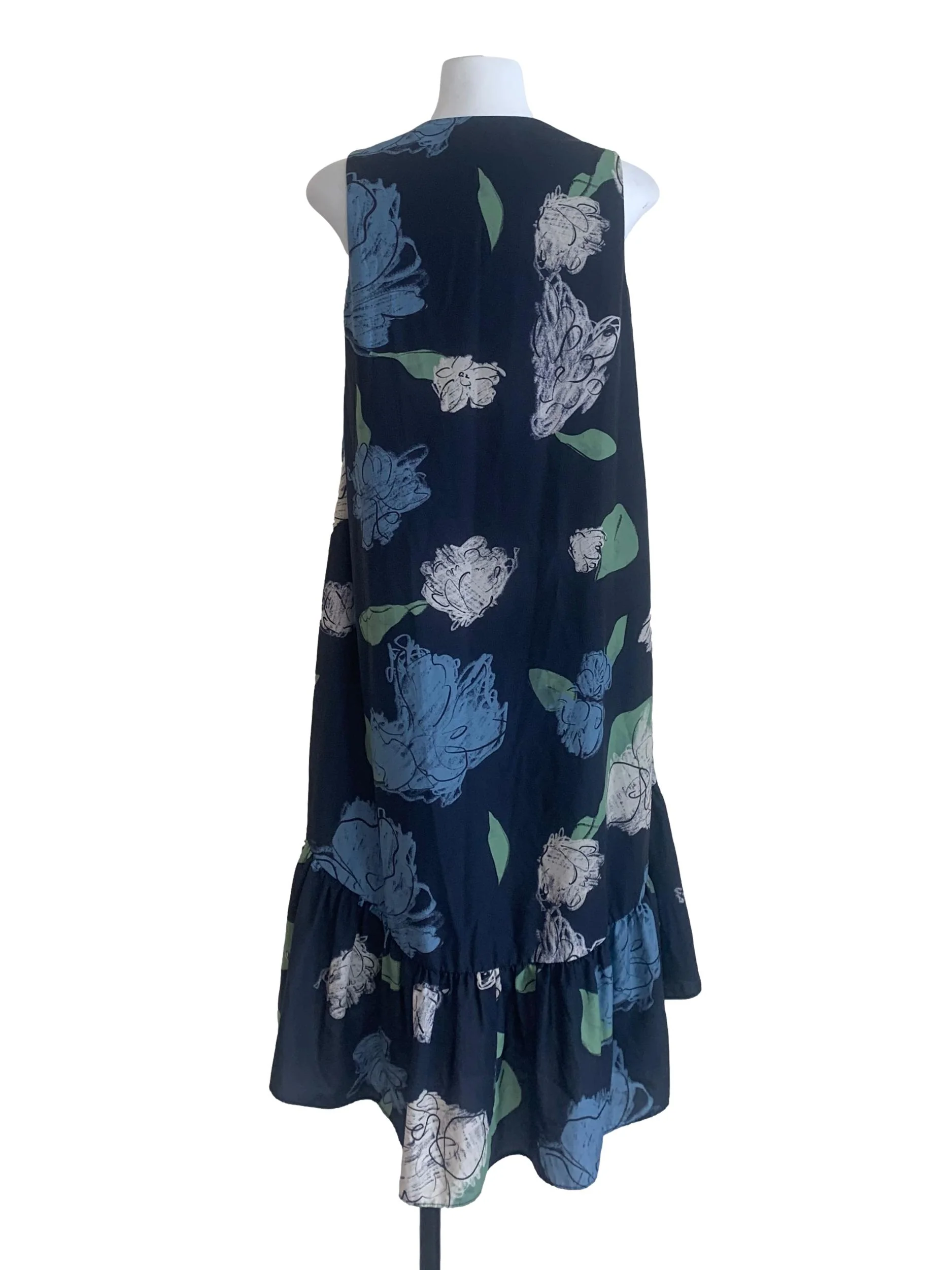 Blue Floral Pattern Tent Dress - Image 2