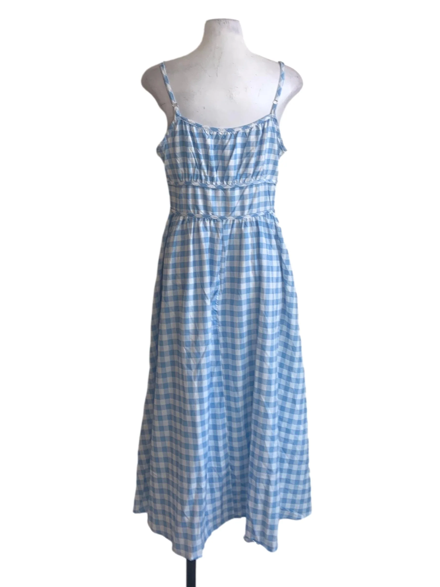 Blue Gingham A Line Dress - Image 2