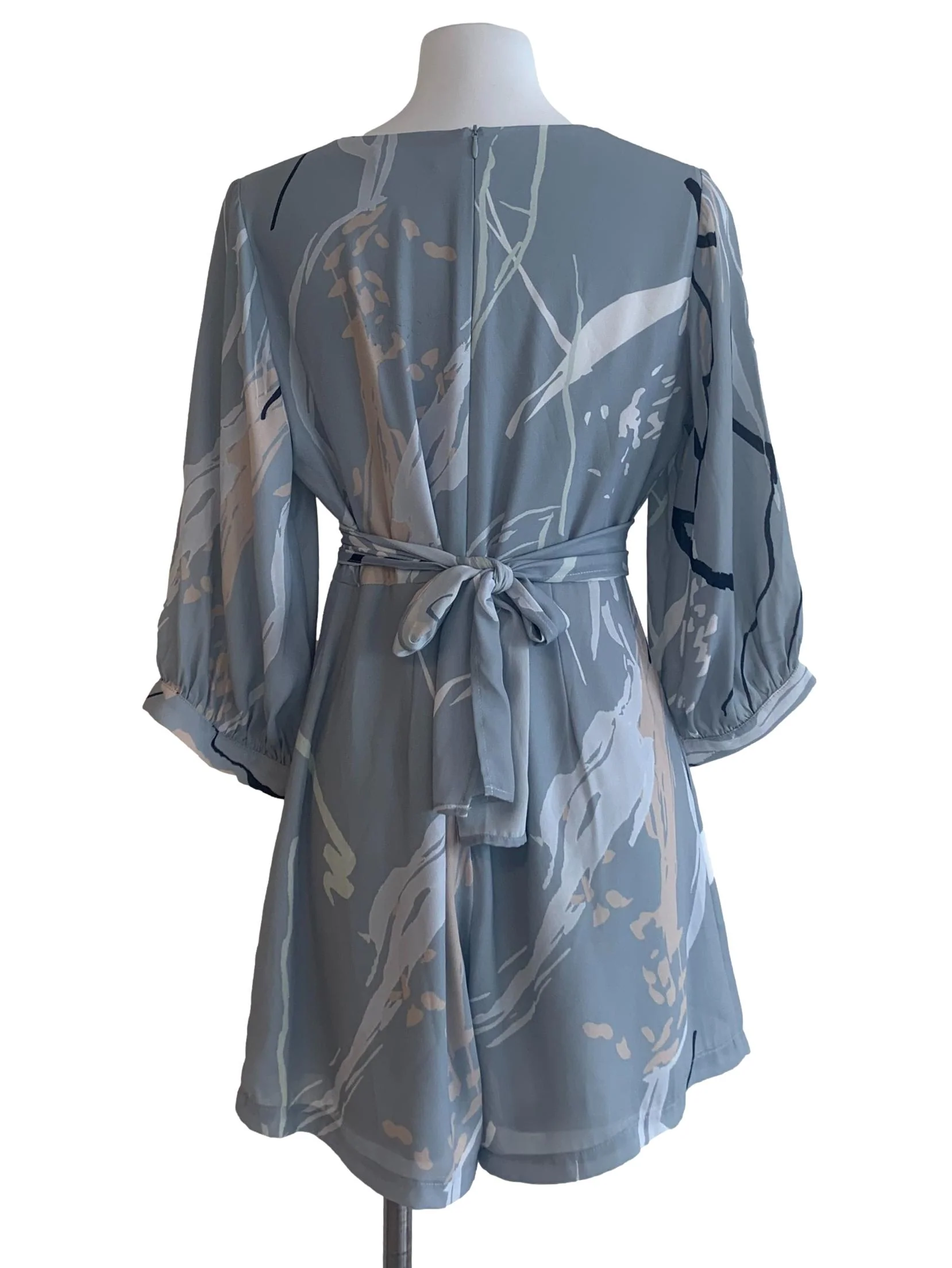 Blue Pattern V Neck Romper - Image 2