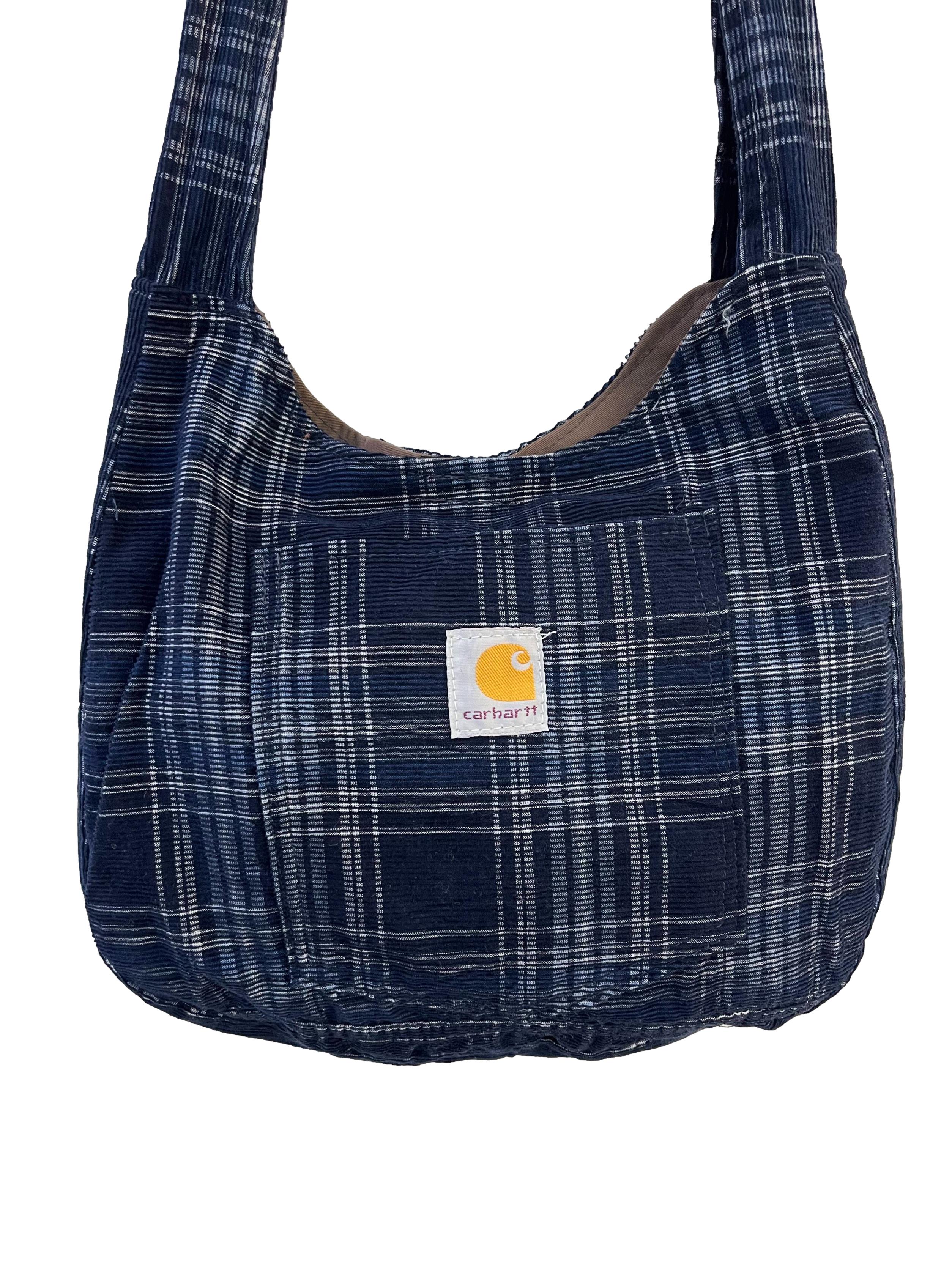 Blue Plaid Medium Reworked Crossbody Bag - Image 3