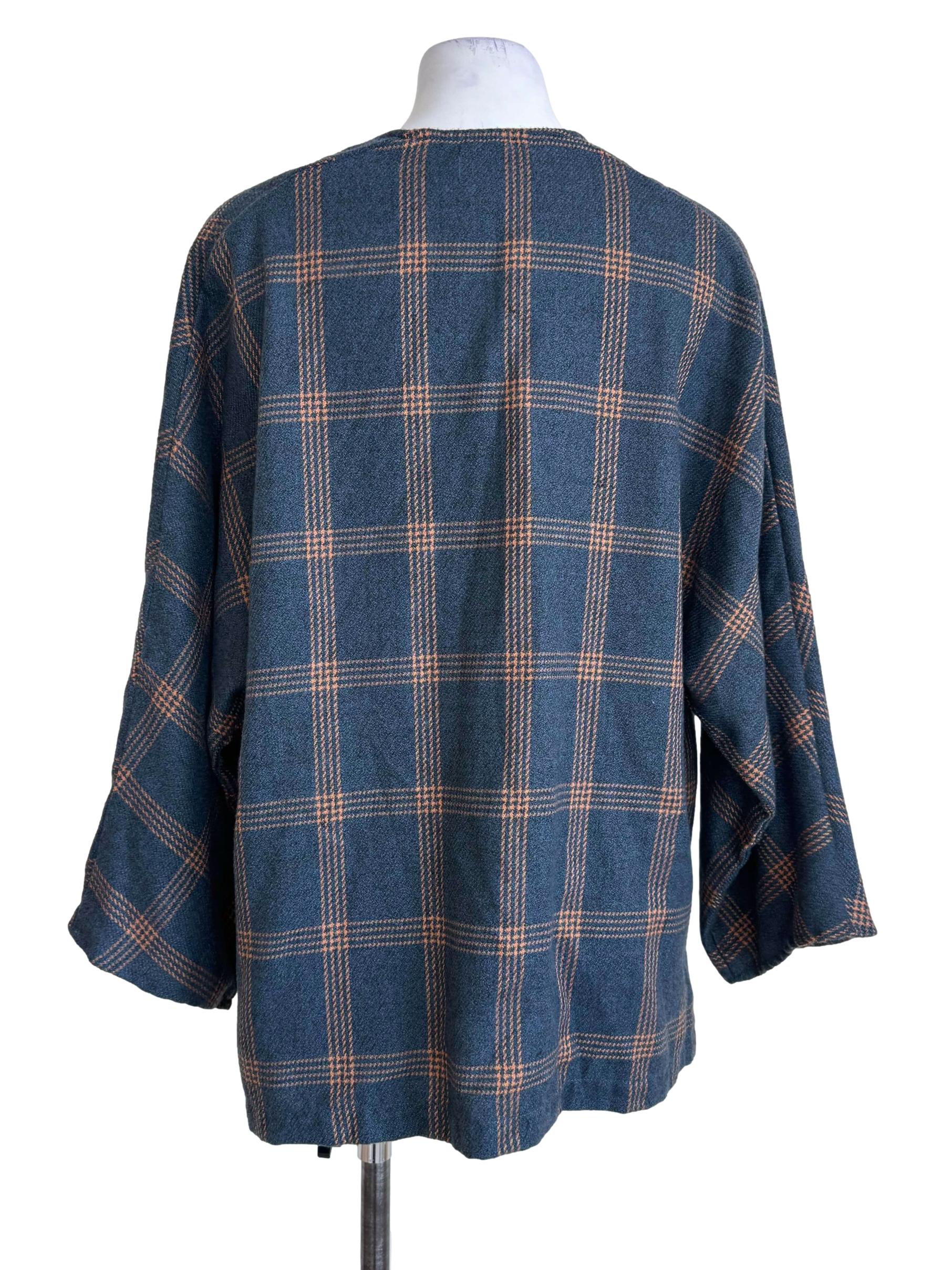 Blue Plaid Open-Front Lightweight Cardigan - Image 2