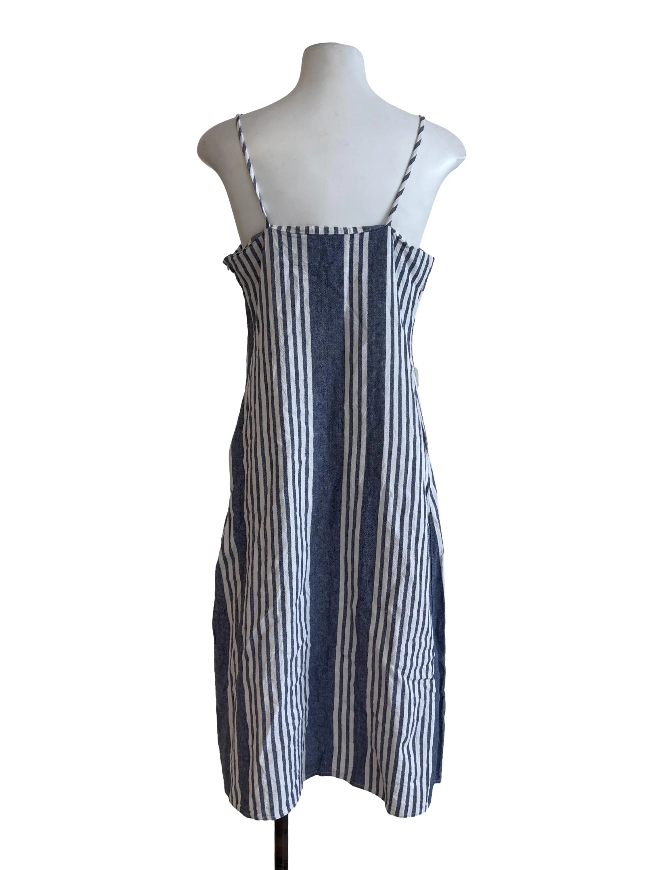 Blue Stripes Button Slit Dress - Image 2
