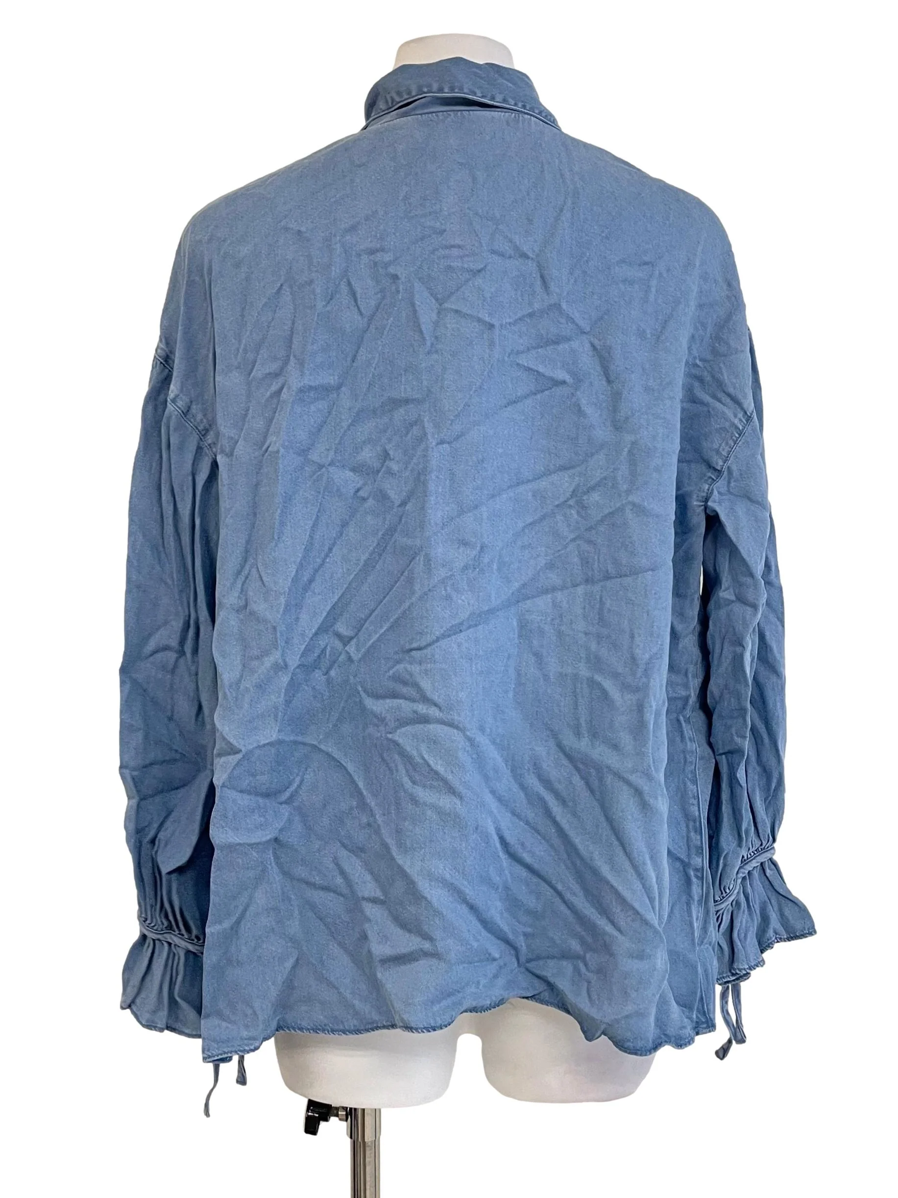Blue Tie Neck Long Tail Top - Image 2