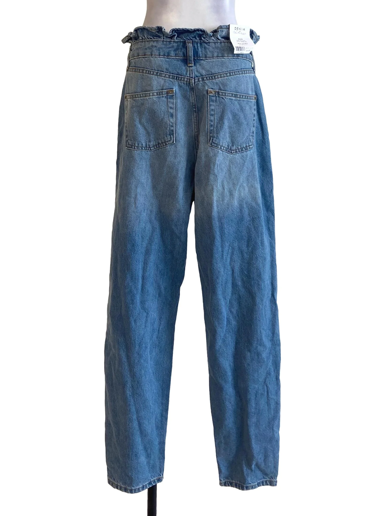 Blue Twill Ruffle Waist Jeans Pants - Image 2