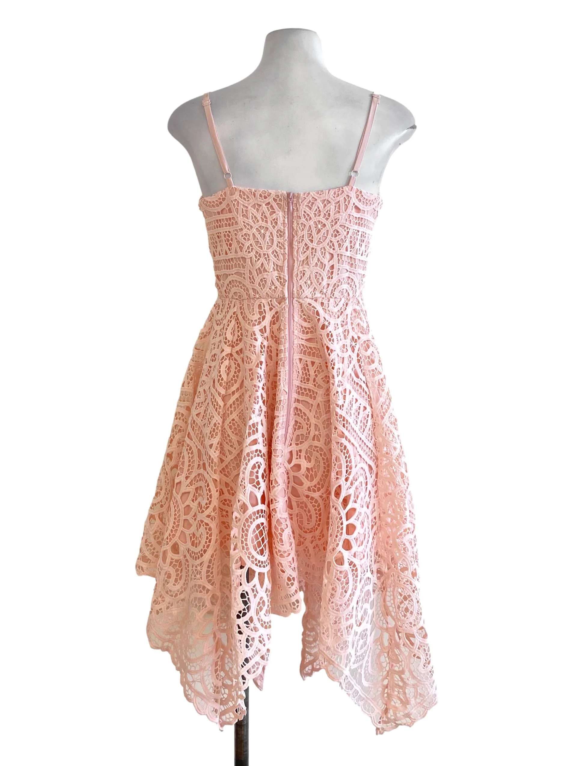 Blush Pink Crochet Spaghetti Strap Dress - Image 2