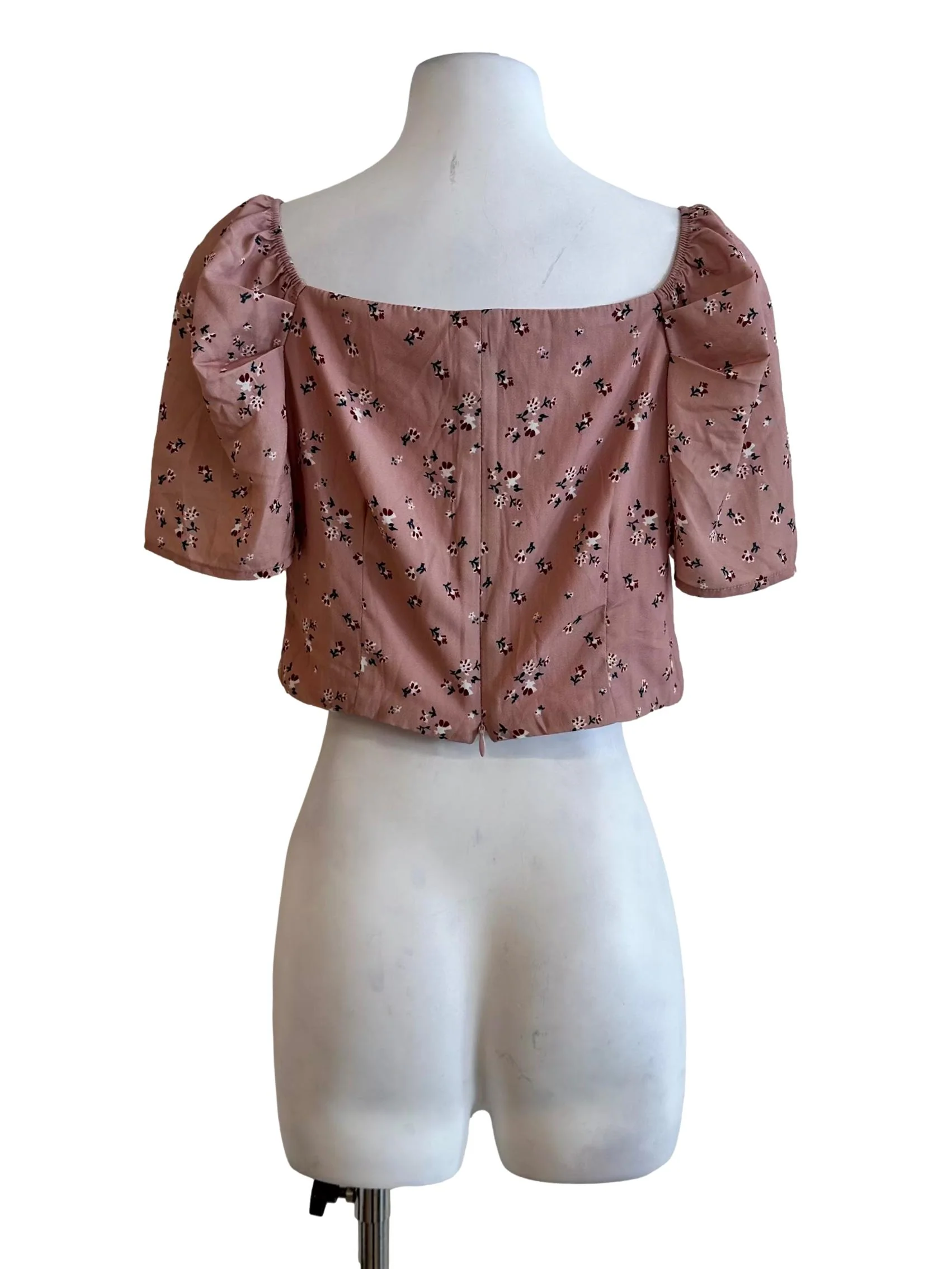 Blush Pink Floral Pattern Crop Top - Image 2