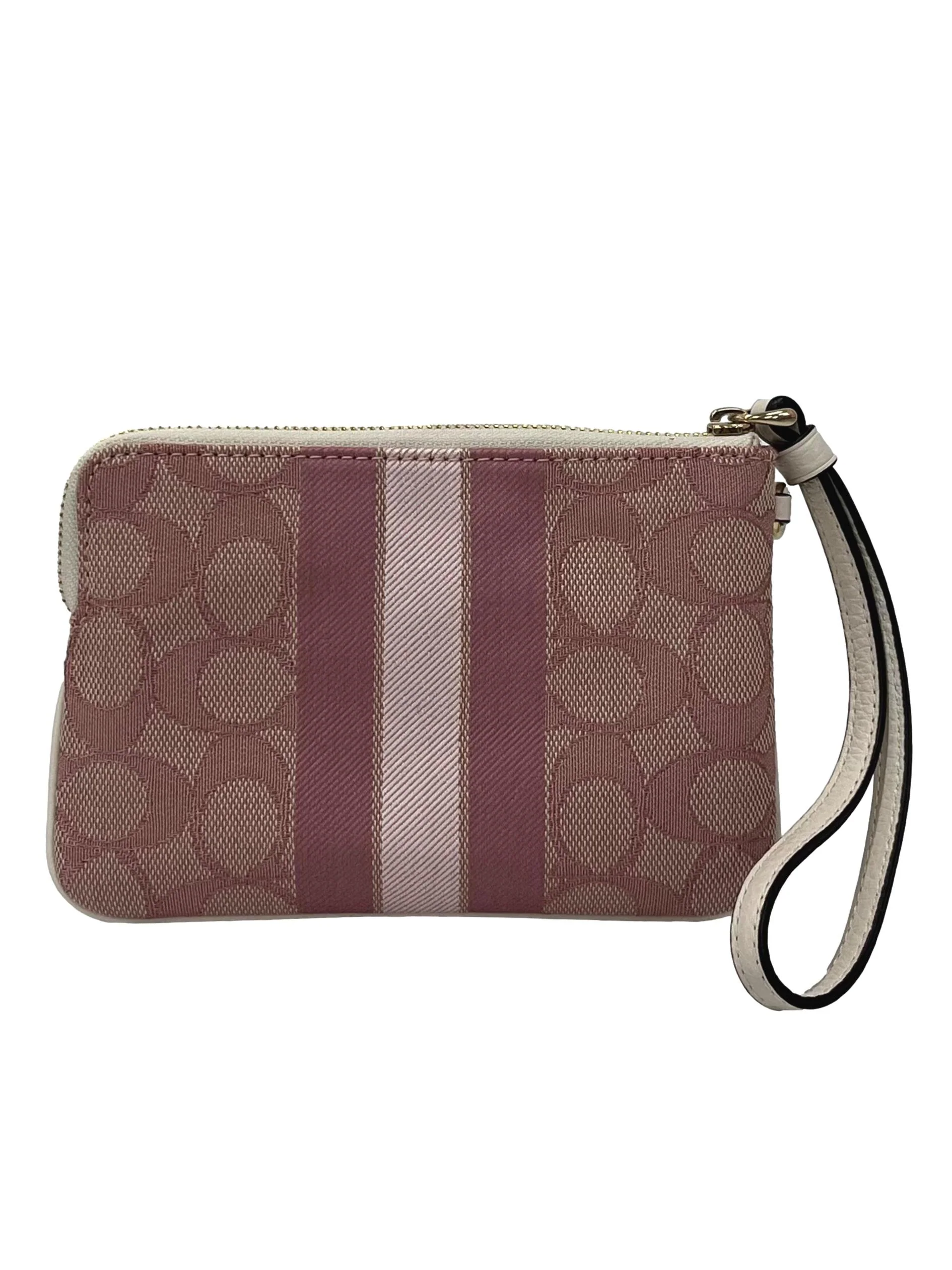 Blush Pink Leather Dempsey Signature Jacquard Corner Zip Wristlet CSN - Image 2