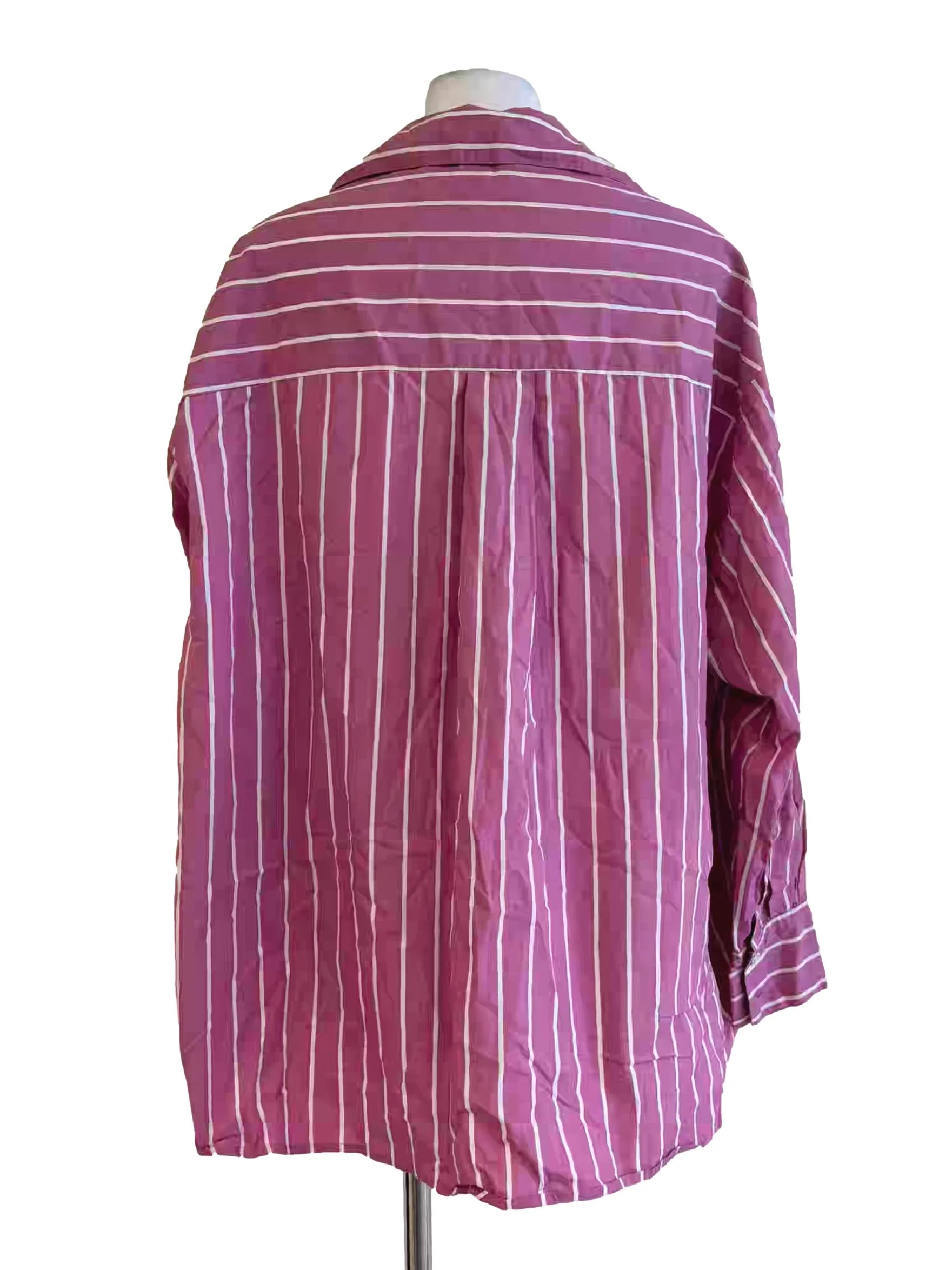 Blush Pink Long Sleeve Oversized Striped Shirt - Image 2