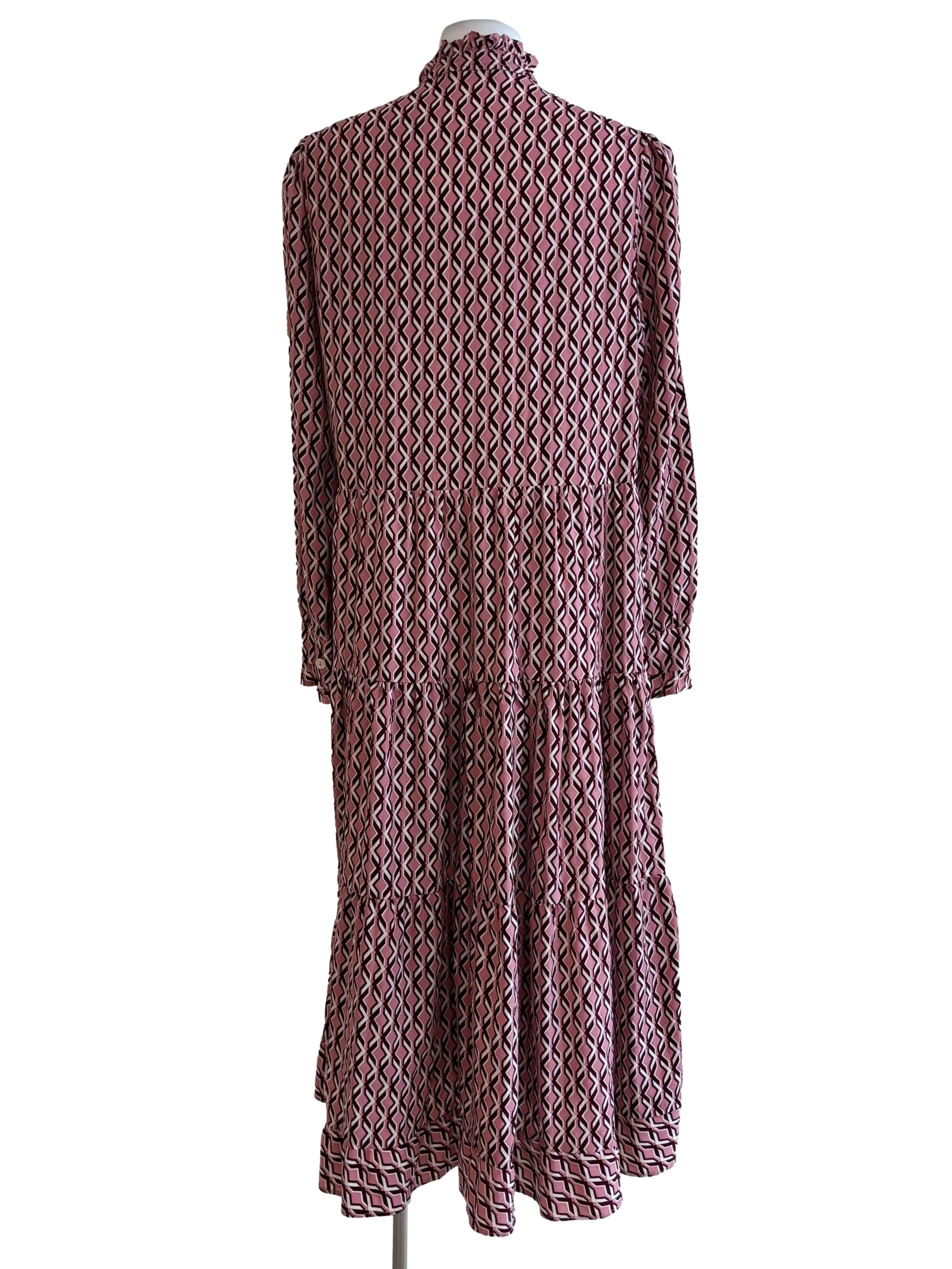 Blush Pink Printed Long Sleeve Tier Dress - Image 2