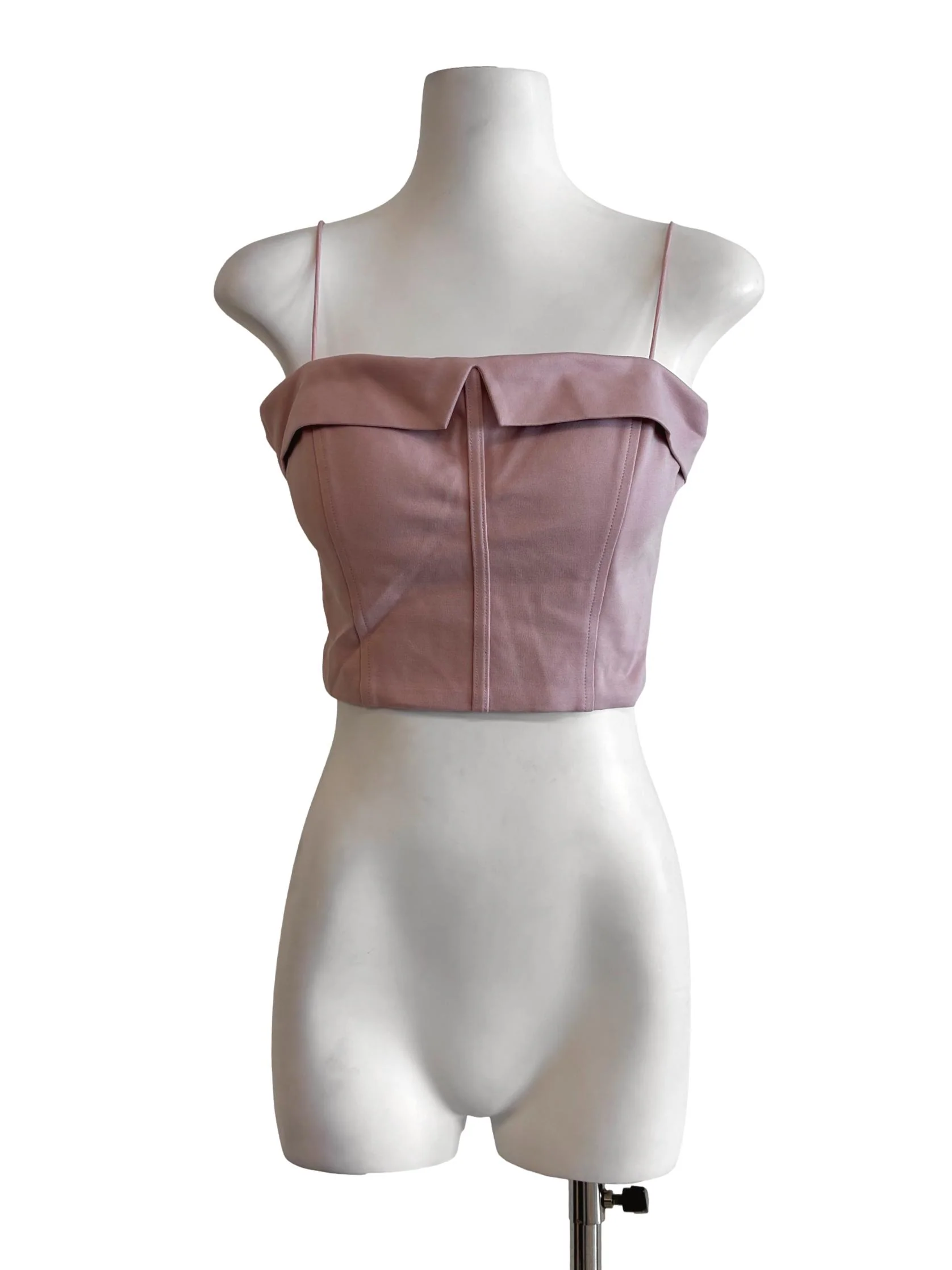 Blush Pink Spaghetti Strap Fitted Top