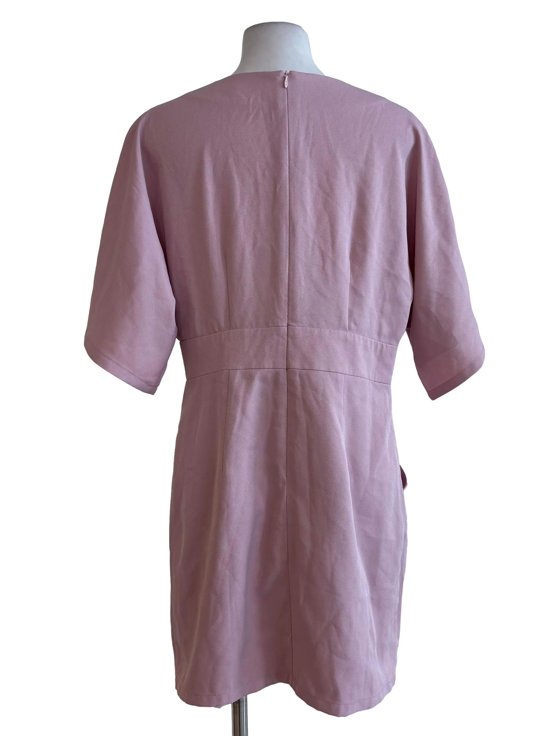 Blush Pink V Neck Short Sleeved Dress - Image 2