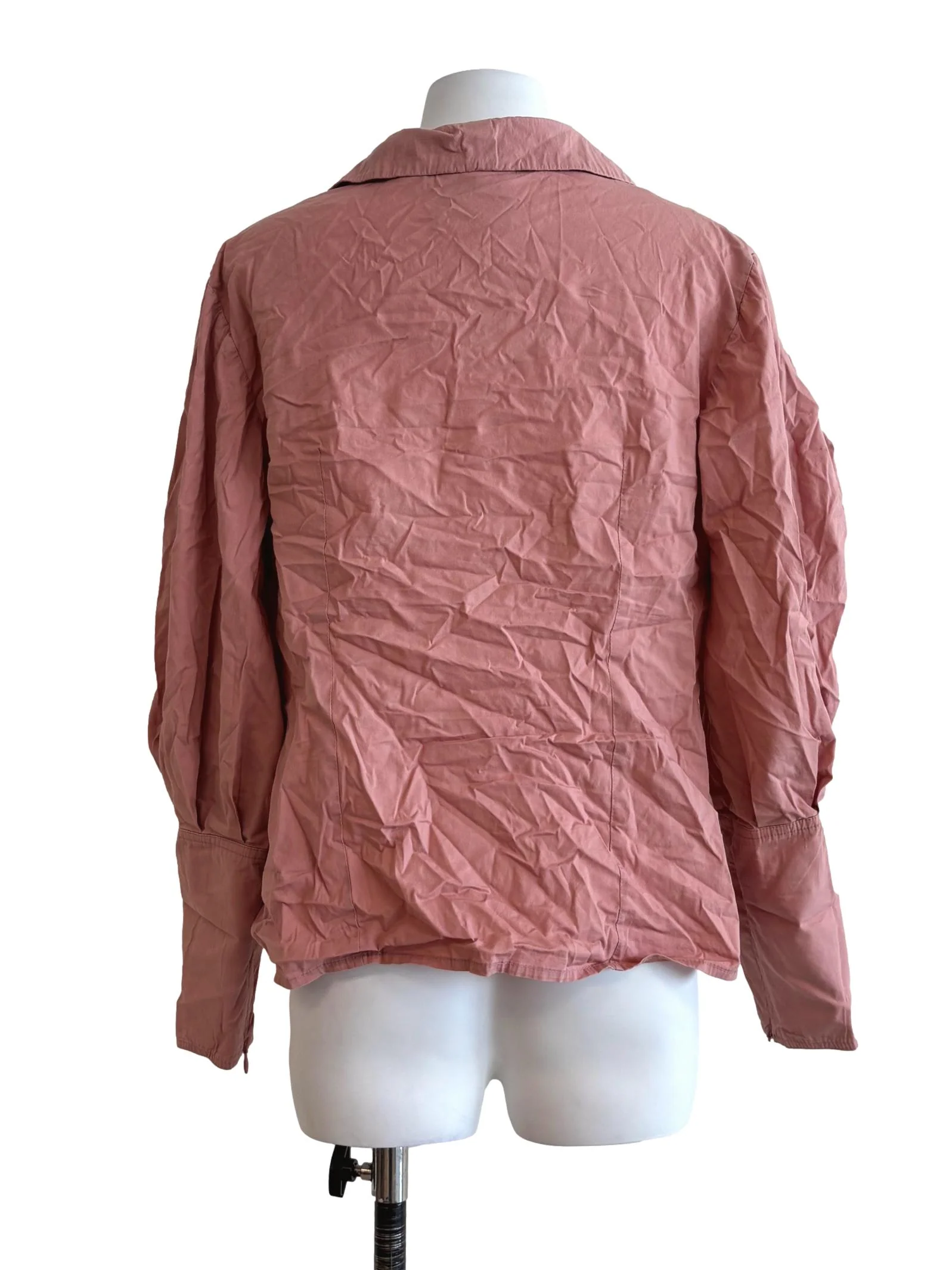 Blush Pink Zip Up Cotton Blouse - Image 2