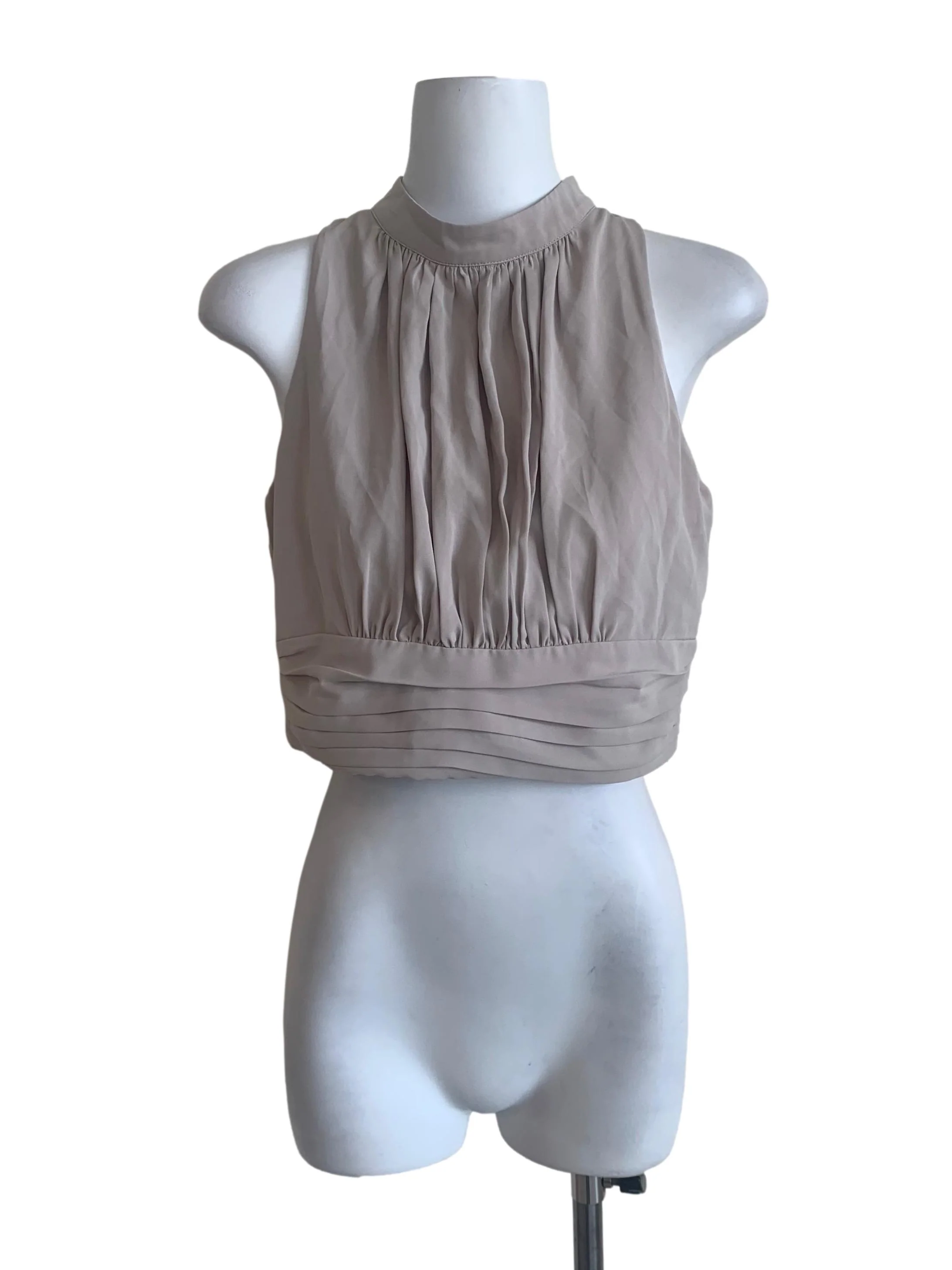 Bone Beige High Neck Top