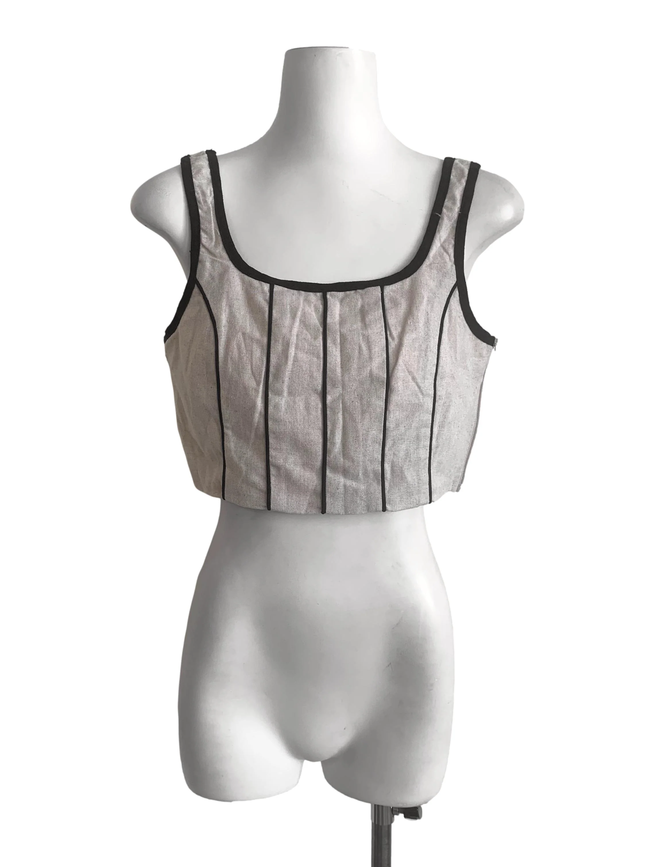 Bone Beige Square Neck Crop Top TCL