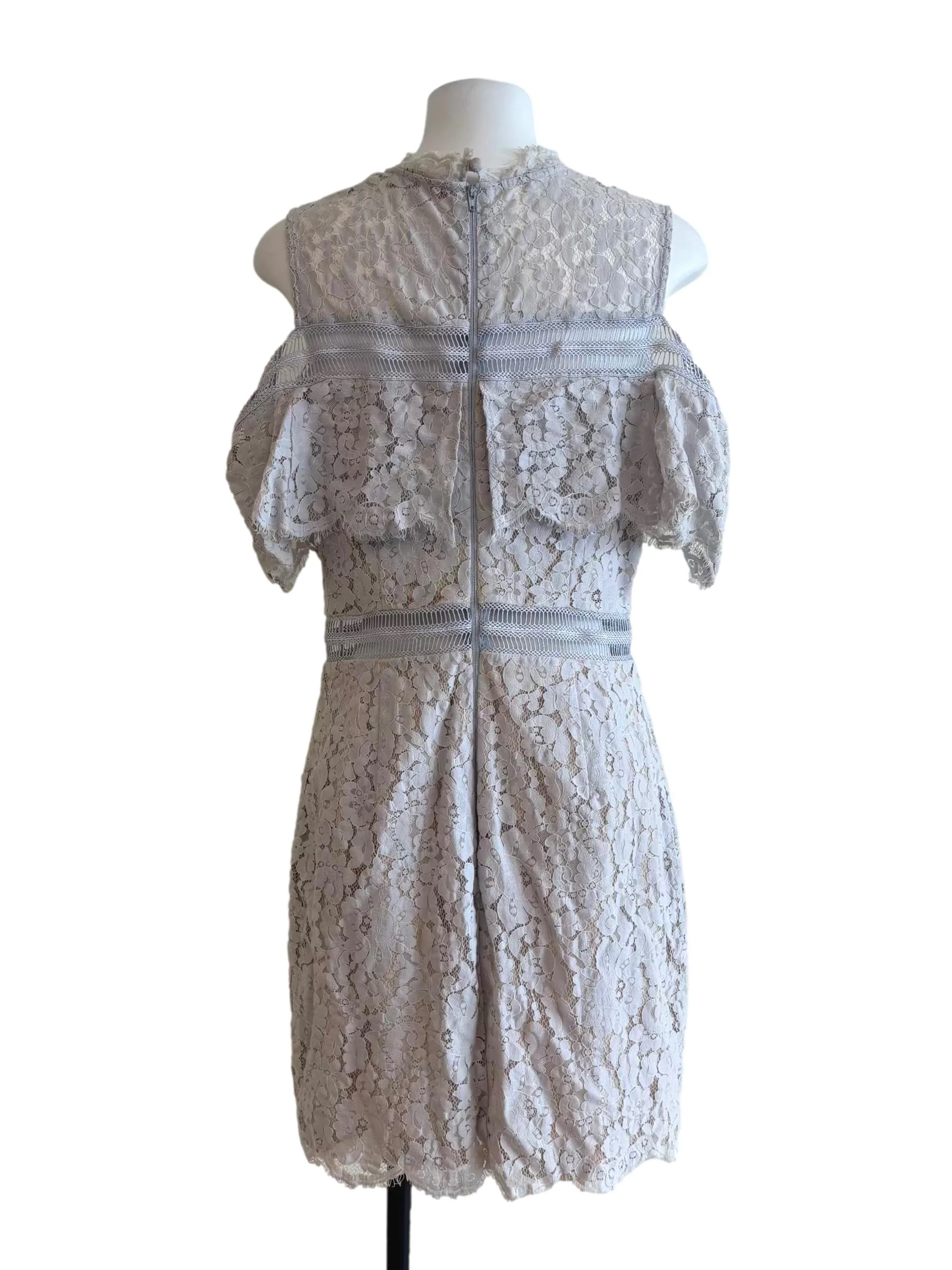 Bone White Floral Lace Mini Dress - Image 2