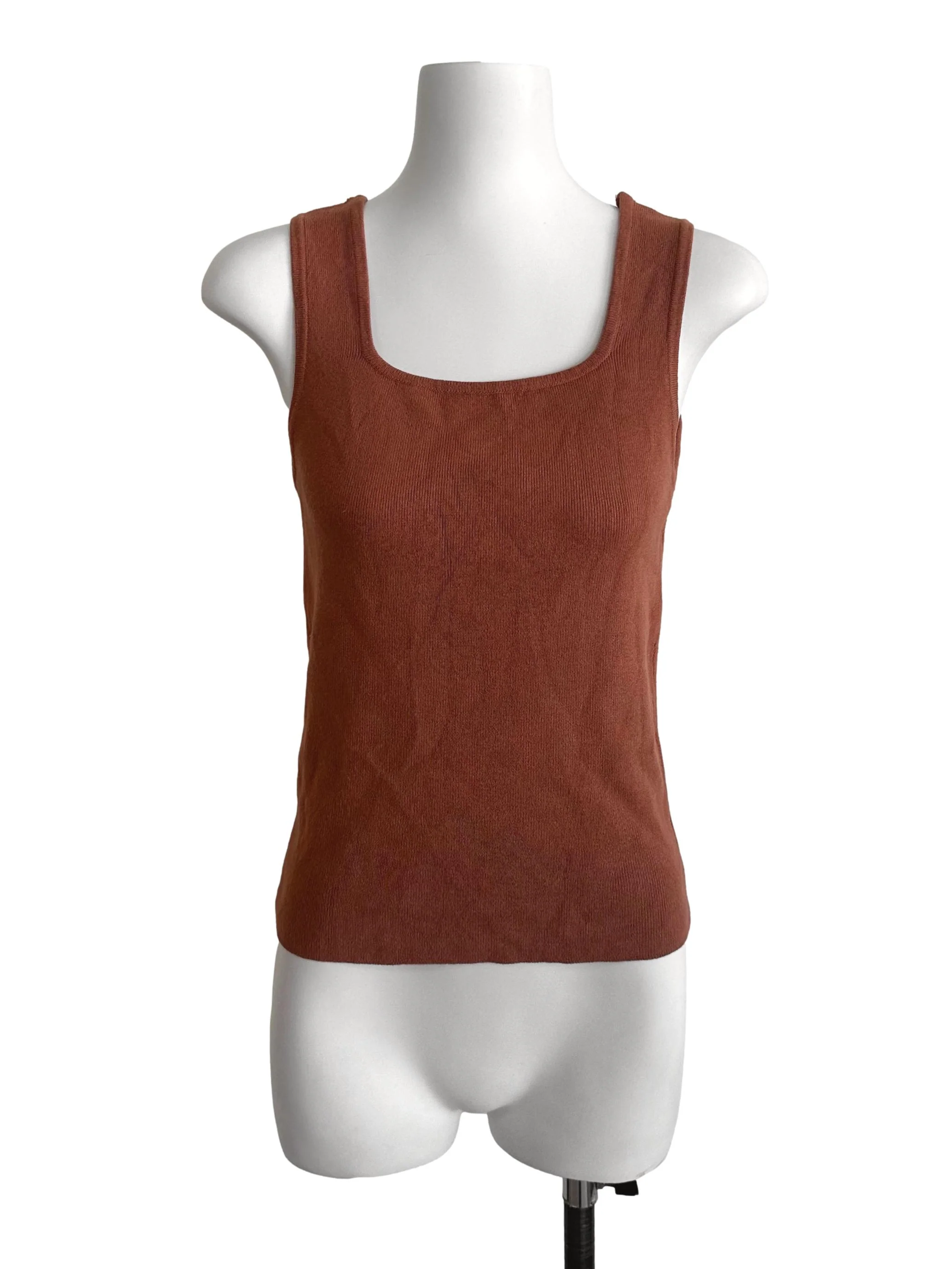 Brick Brown Square Neck Tank Top TCL