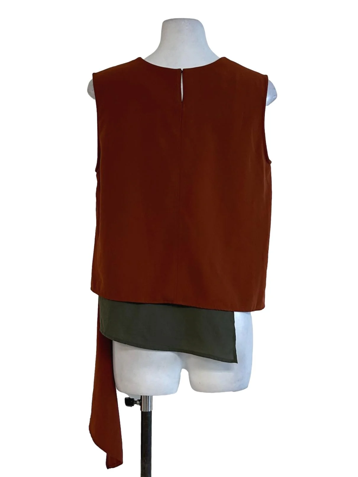 Brick Orange Asymetrical Sleeveless Top - Image 2