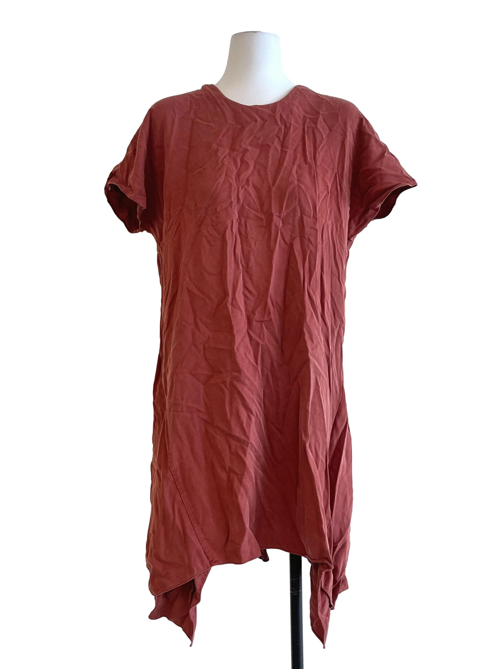 Brick Orange Halter Neck Assymentry Dress