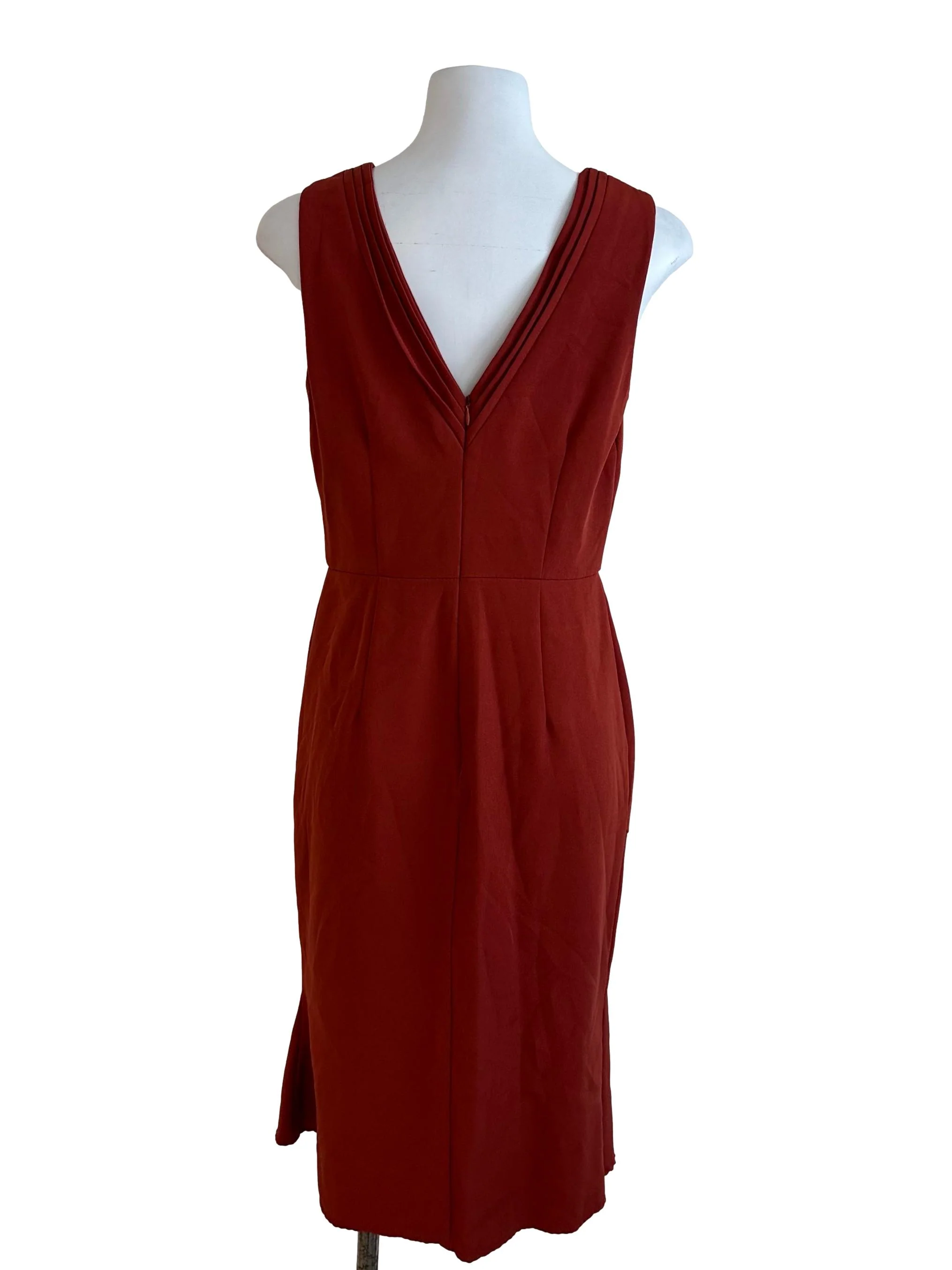 Brick Orange Round Neck Sheath Dress - Image 2