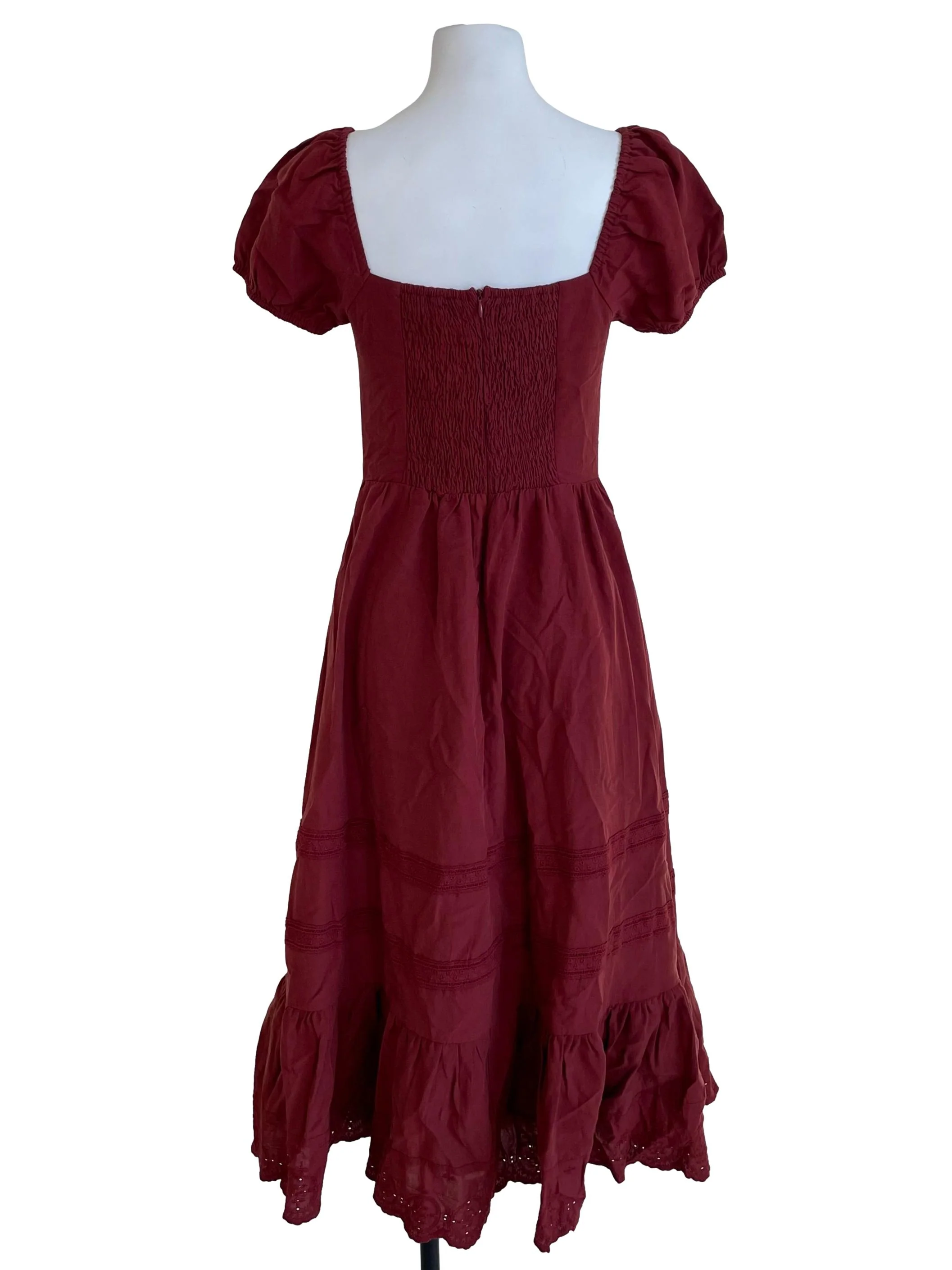 Brick Puff Sleeves Milkmaid Dress - Image 2