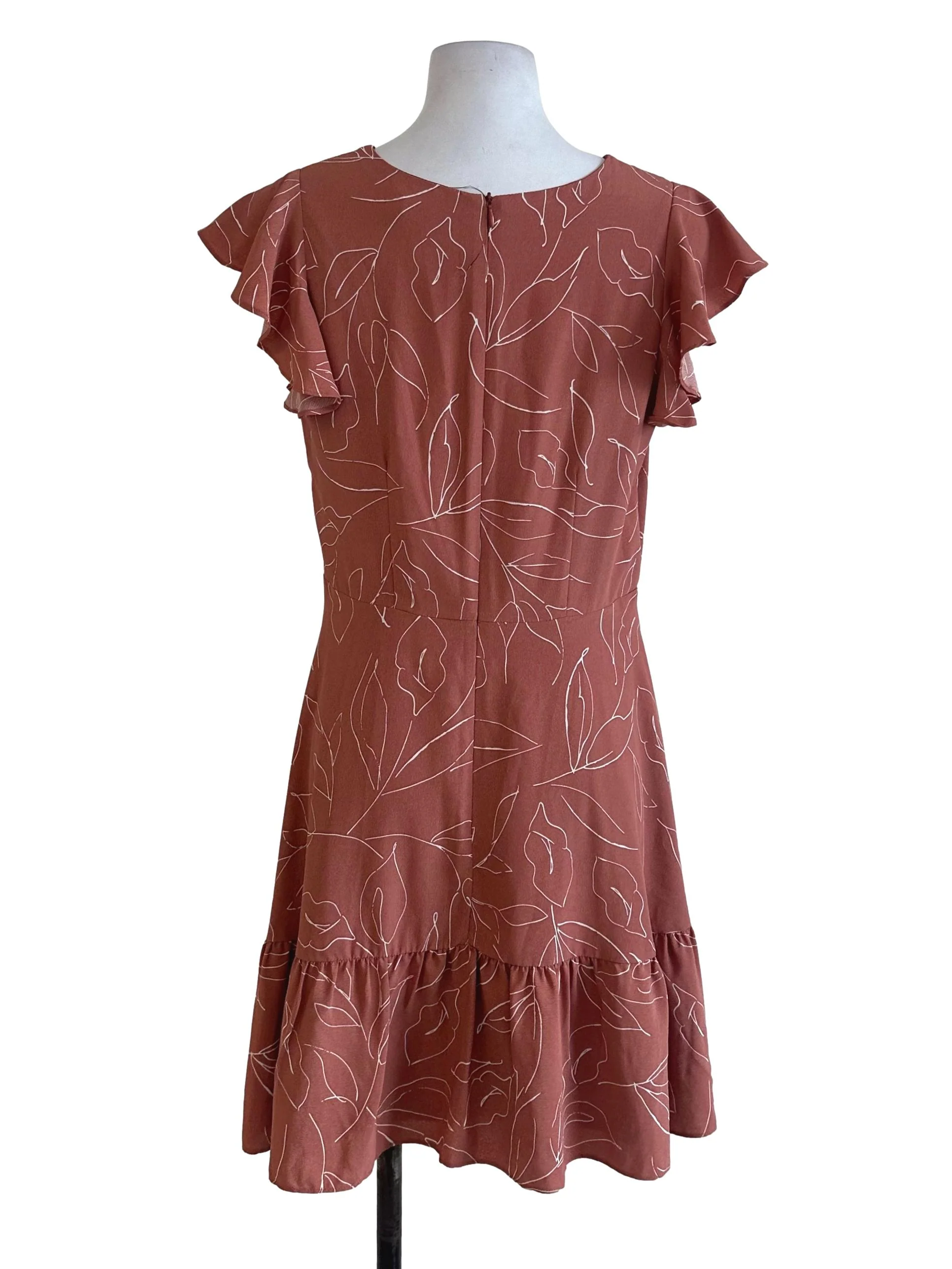 Brick Red Pattern Dress - Image 2