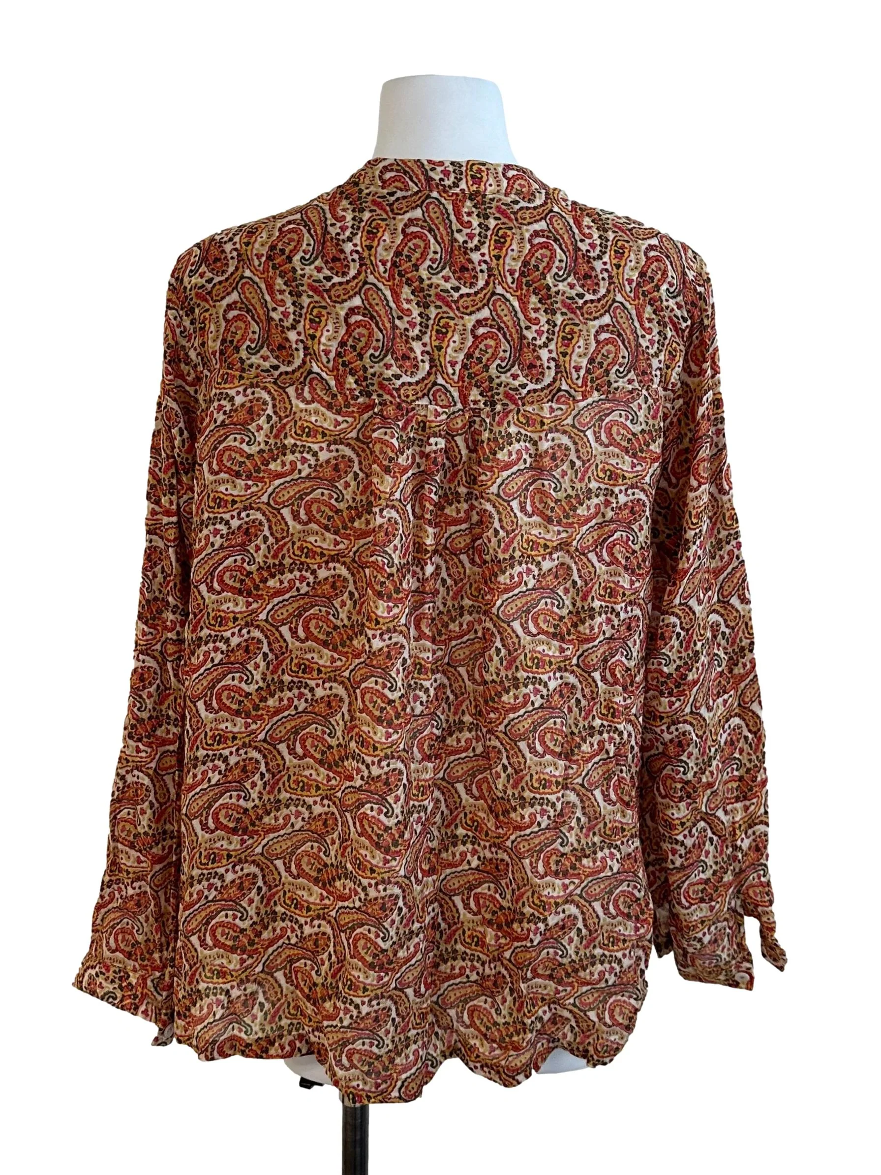 Brick Red Pattern V Neck Blouse - Image 2