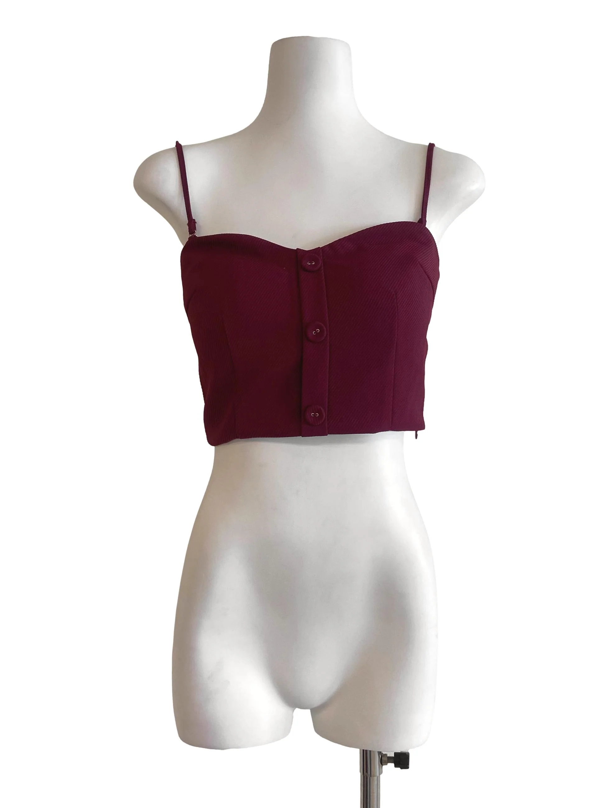 Brick Red Sleeveless Heart Neck Crop Top