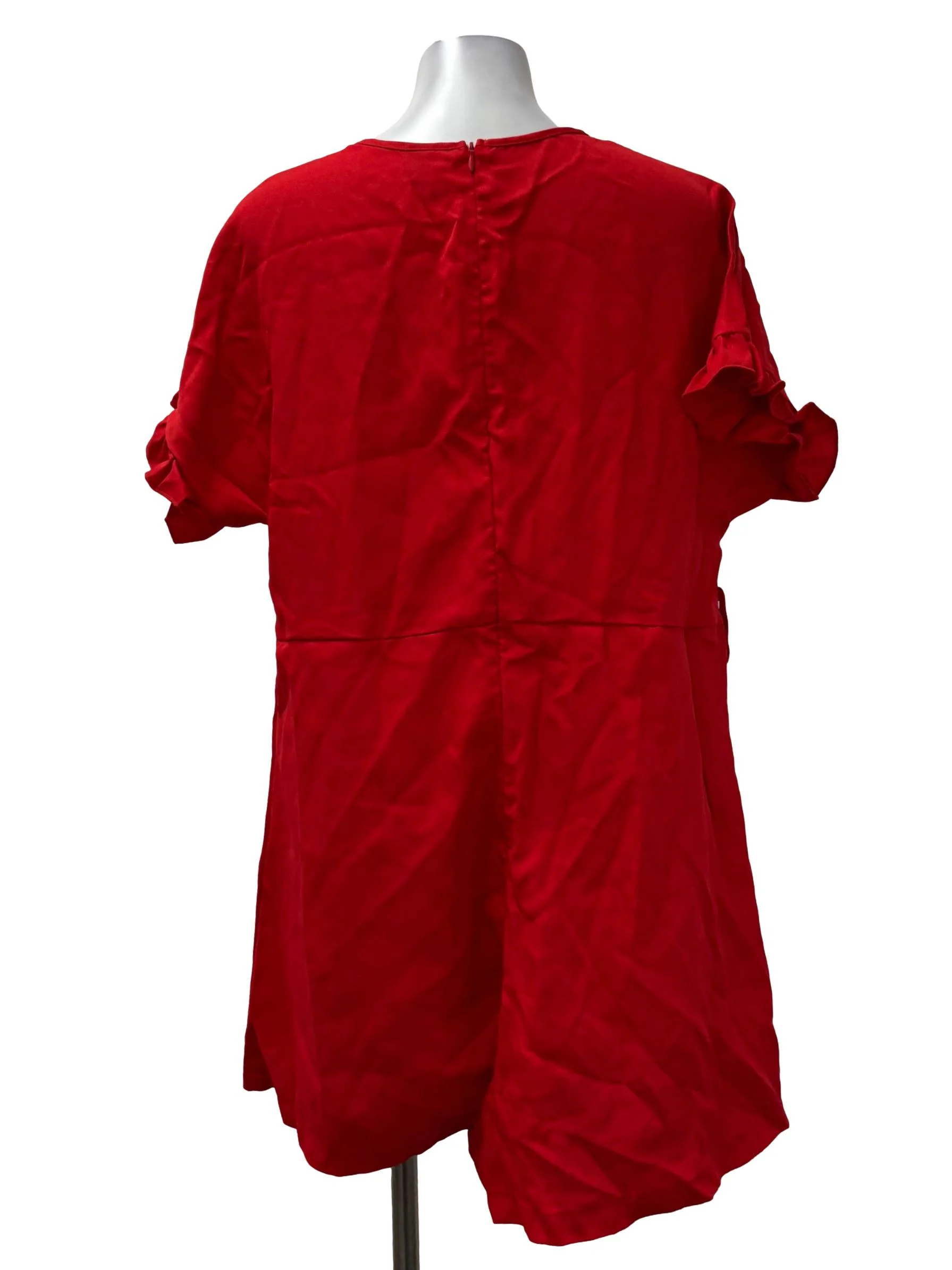 Bright Red Roundneck Romper - Image 2