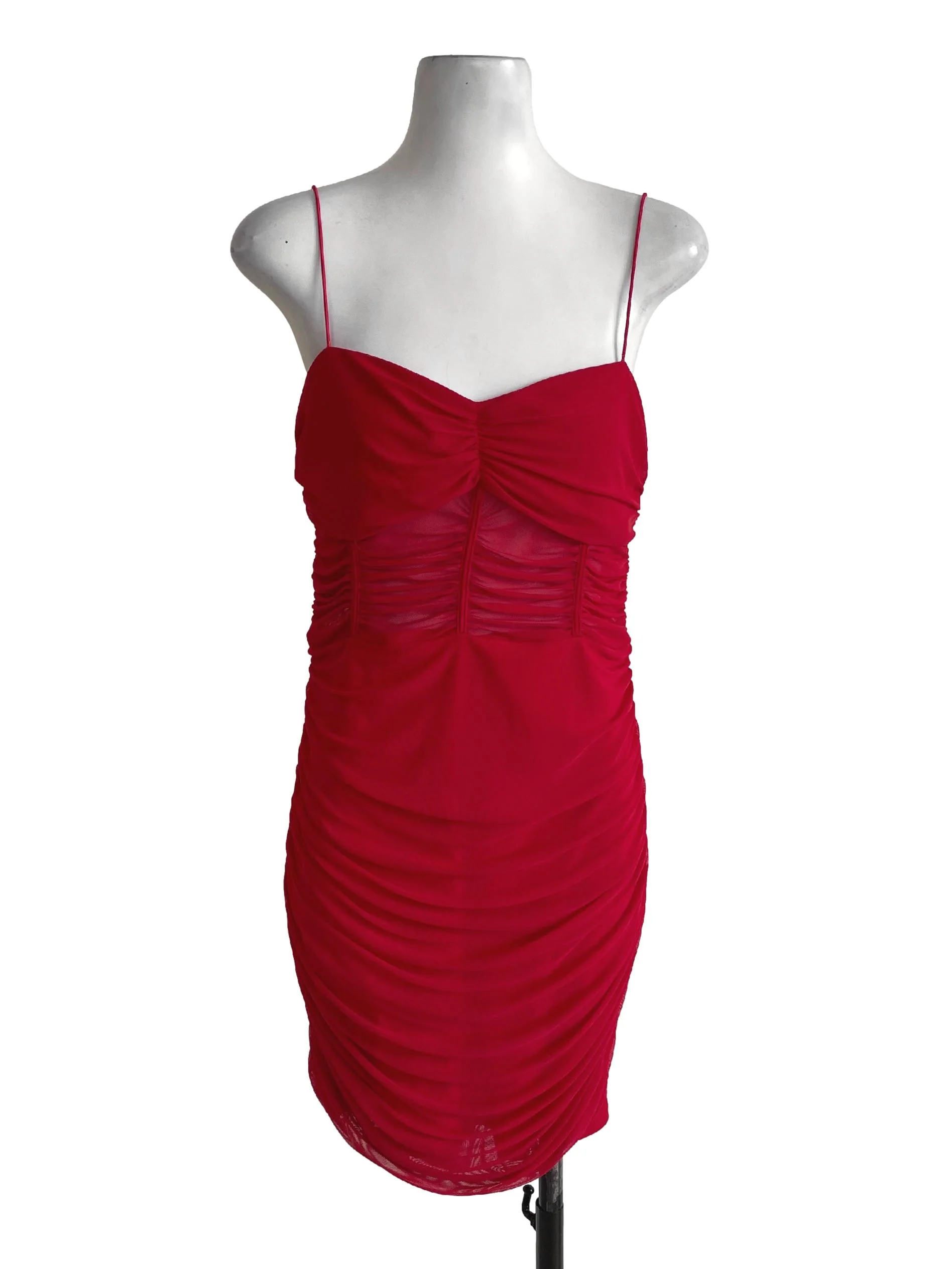 Bright Red Ruched Dress