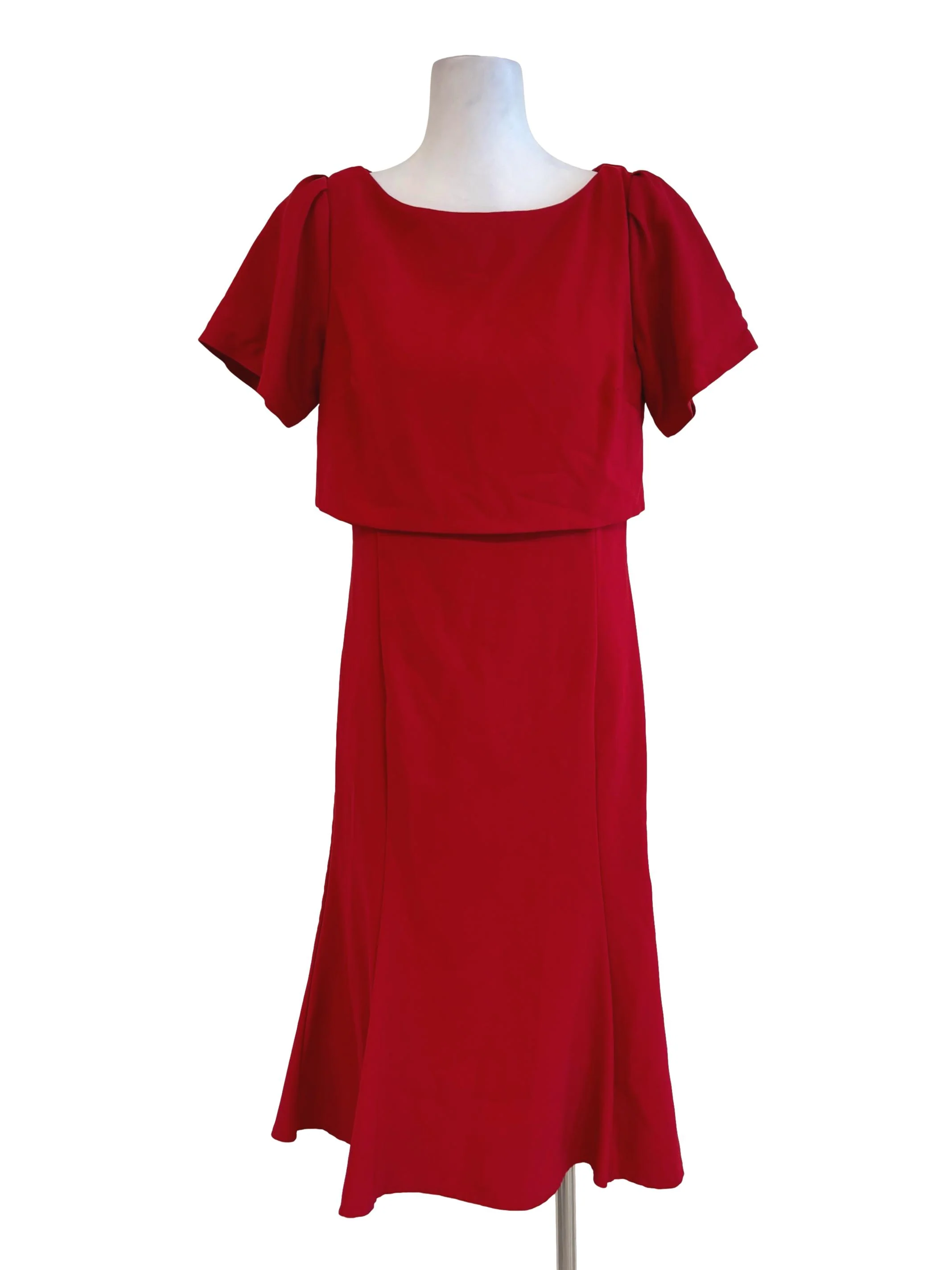 Bright Red Short Sleeve Sheath Dress