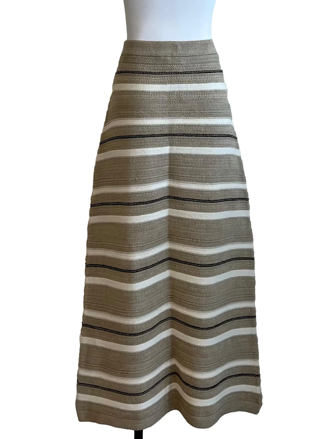 Brown Black And White Striped Skirt - Image 2