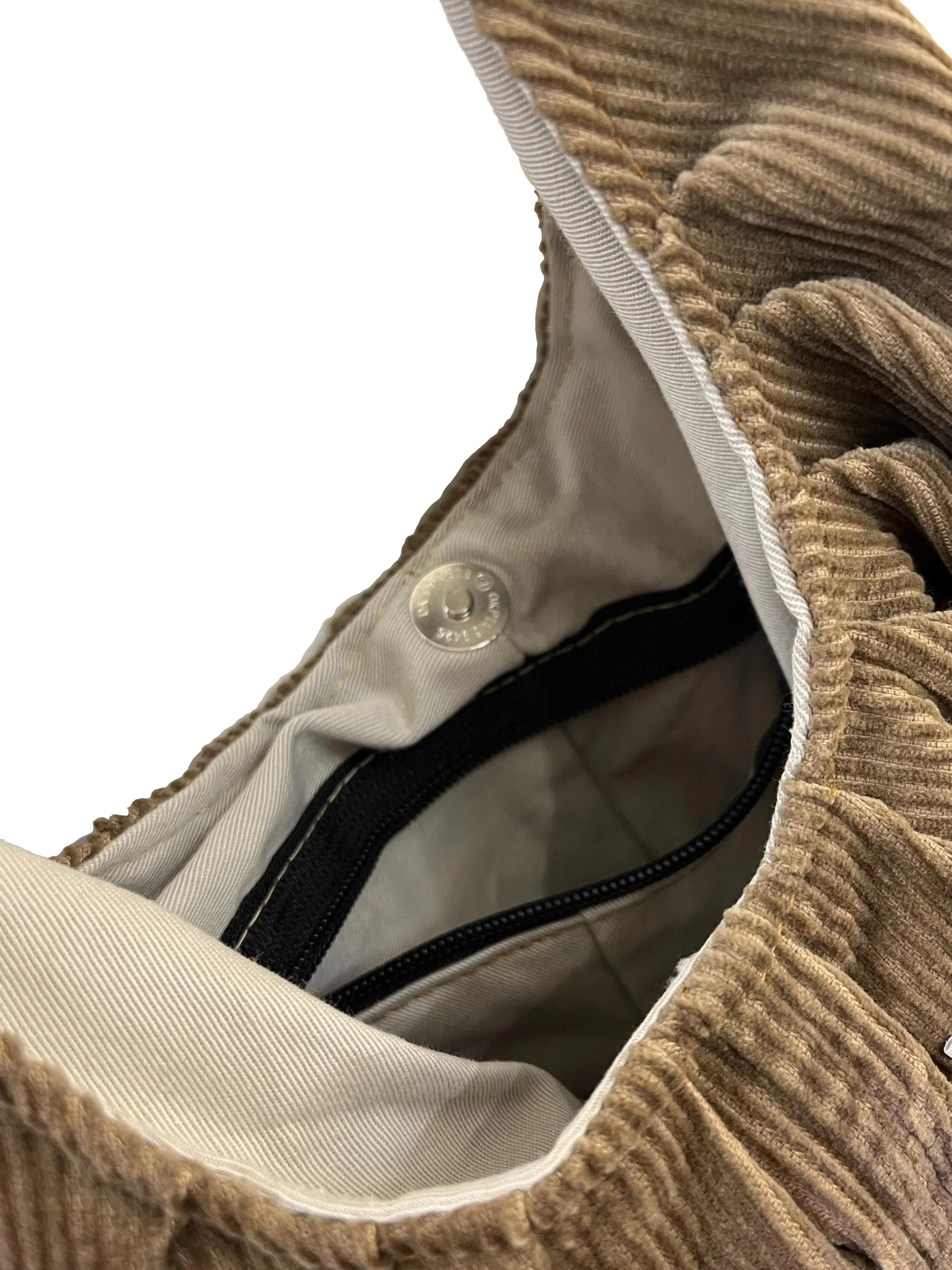 Brown Corduroy Ruched Strap Crescent Reworked Handbag - Image 3